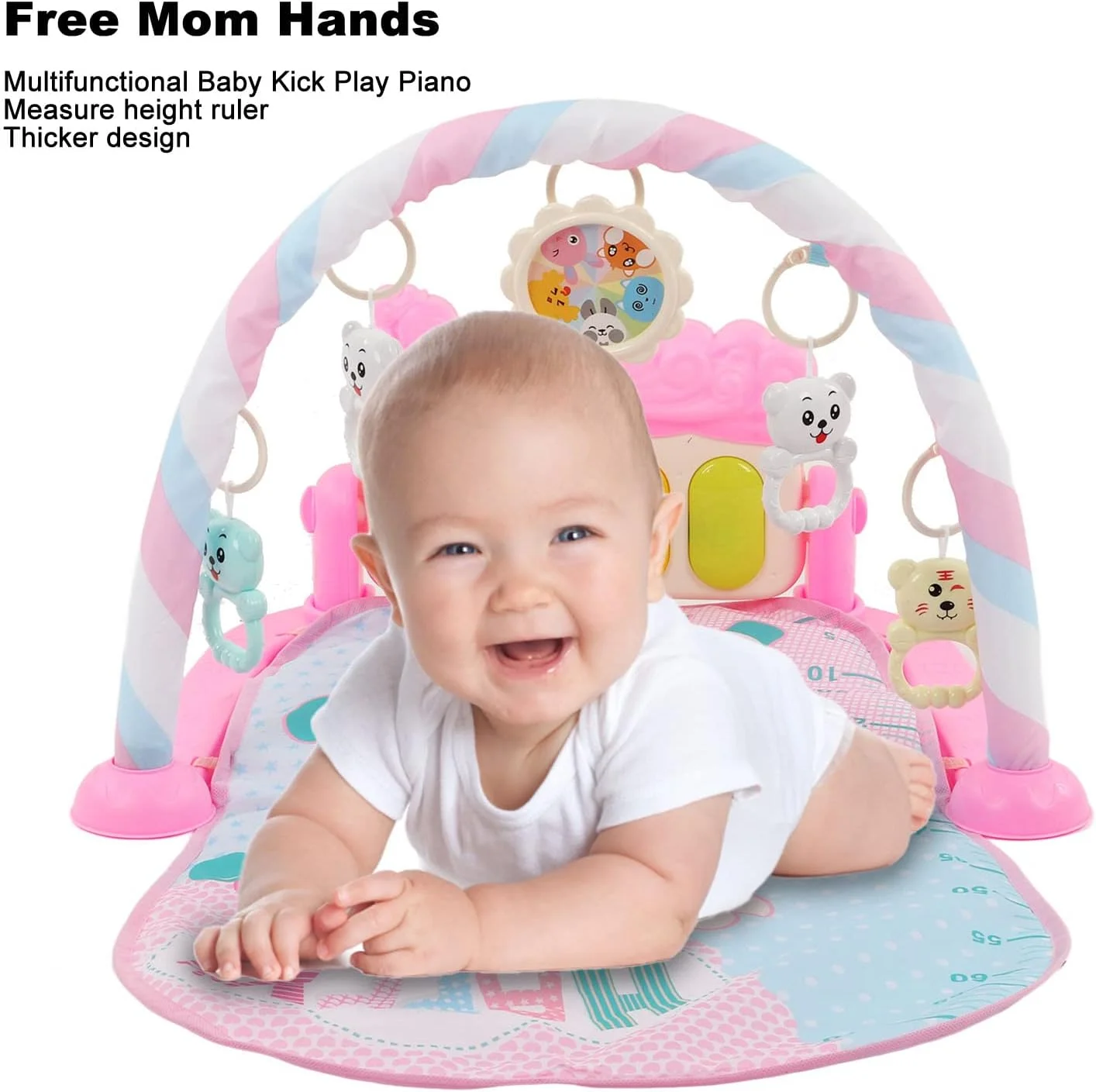 تشک بازی کودک با پیانو، تشک حسی آموزشی نوزاد با رنگ های غنی، نرم و ایمن به همراه اسباب بازی های موزیکال برای خزیدن