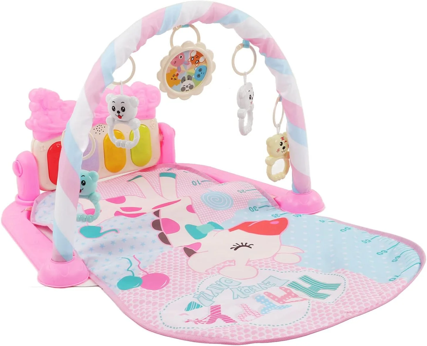 تشک بازی کودک با پیانو، تشک حسی آموزشی نوزاد با رنگ های غنی، نرم و ایمن به همراه اسباب بازی های موزیکال برای خزیدن