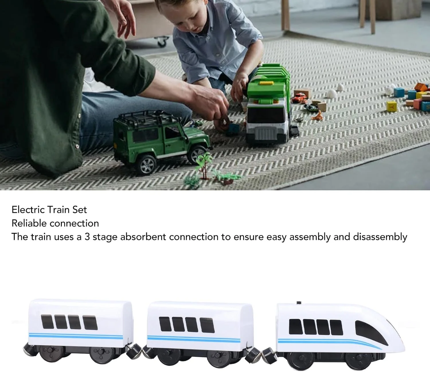 اسباب بازی الکتریکی Cryfokt، اتصال آموزشی جذبی، اسباب بازی باتری خور با ریل، چراغ و صدا، جنس ABS، مناسب کودکان دختر و پسر بالای 3 سال (مدل 3)