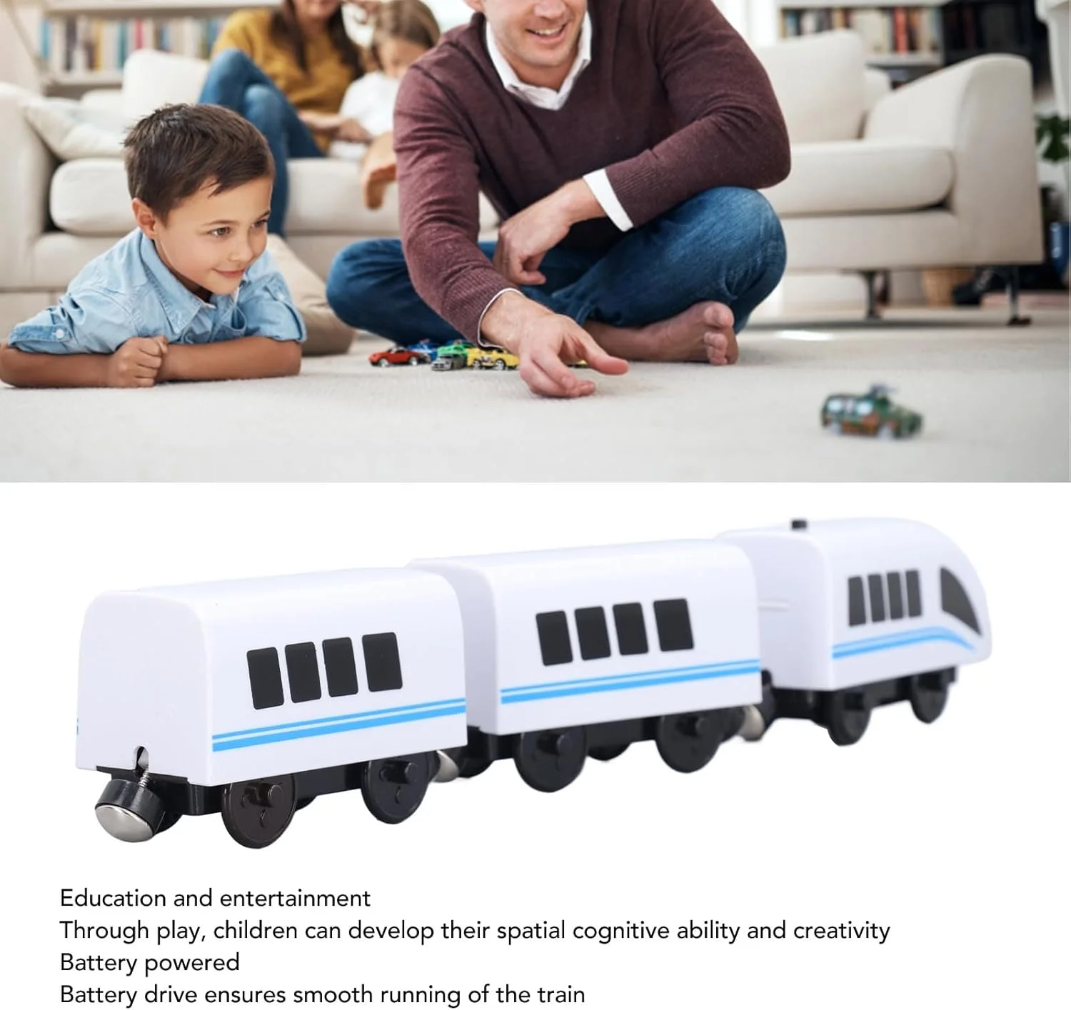 اسباب بازی الکتریکی Cryfokt، اتصال آموزشی جذبی، اسباب بازی باتری خور با ریل، چراغ و صدا، جنس ABS، مناسب کودکان دختر و پسر بالای 3 سال (مدل 3)