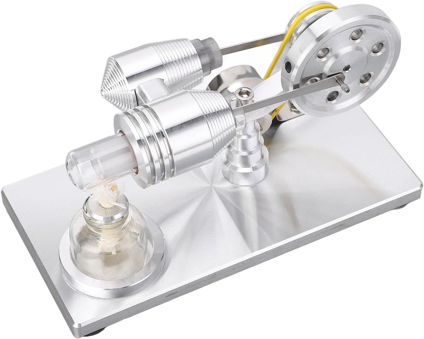 موتور استرلینگ Cryfokt، اسباب بازی علمی، قاب سندبلاست شده، سیلندر حرارتی شیشه ای ضخیم، مناسب برای پروژه های علمی کودکان، نمایش های معلمان