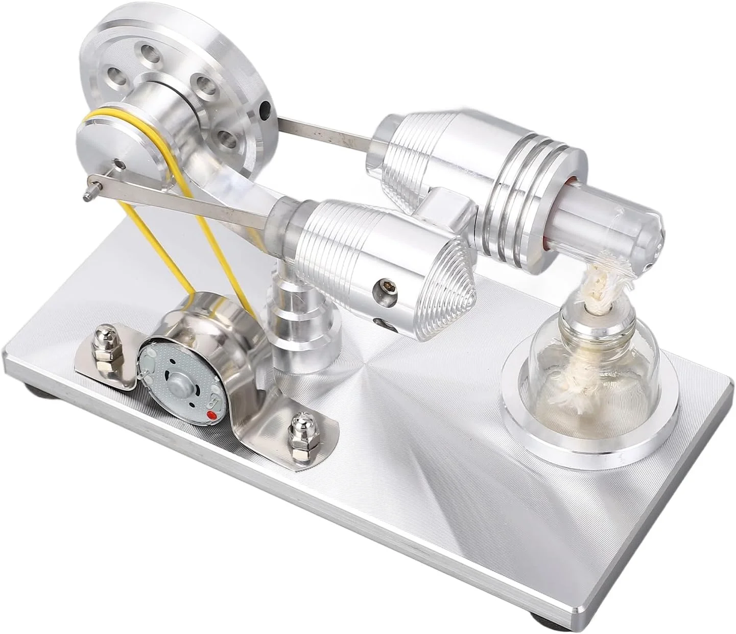 موتور استرلینگ Cryfokt، اسباب بازی علمی، قاب سندبلاست شده، سیلندر حرارتی شیشه ای ضخیم، مناسب برای پروژه های علمی کودکان، نمایش های معلمان