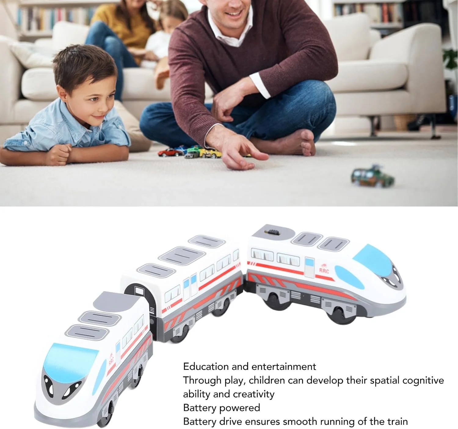 ست اسباب بازی الکتریکی Cryfokt، اتصال جذبی آموزشی، اسباب بازی باتری خور با ریل، چراغ و صدا، جنس ABS، مناسب کودکان دختر و پسر بالای 3 سال (مدل 1)