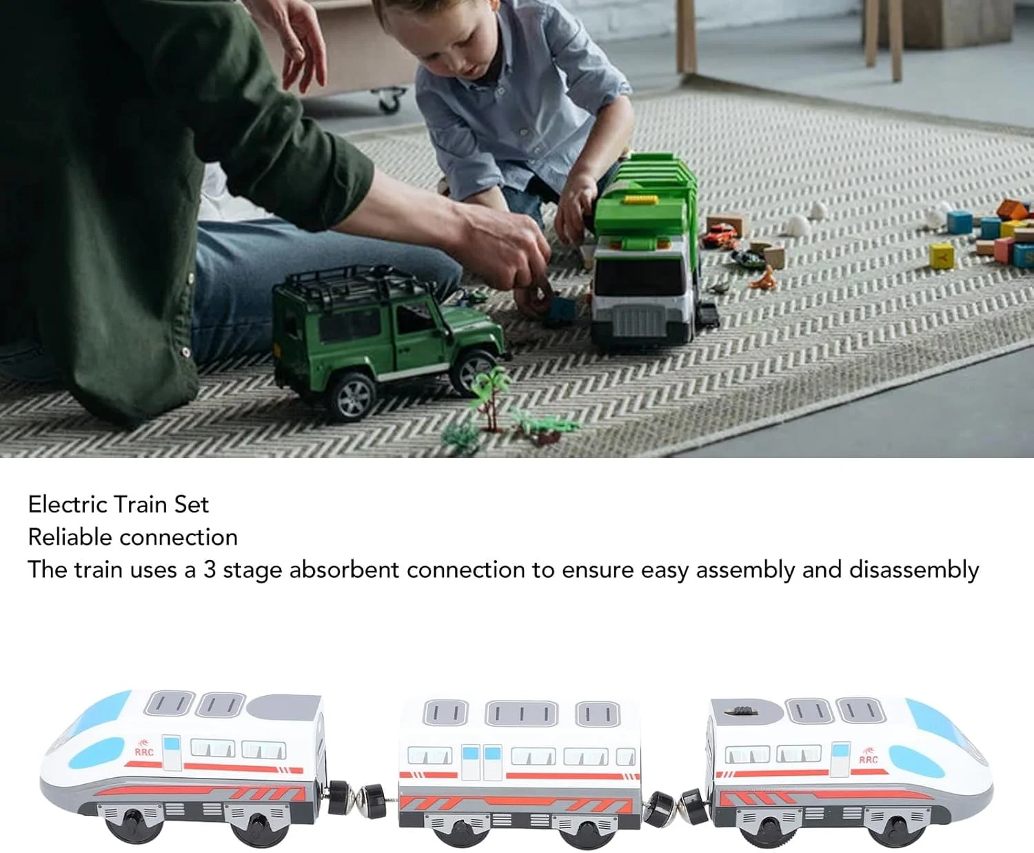 ست اسباب بازی الکتریکی Cryfokt، اتصال جذبی آموزشی، اسباب بازی باتری خور با ریل، چراغ و صدا، جنس ABS، مناسب کودکان دختر و پسر بالای 3 سال (مدل 1)