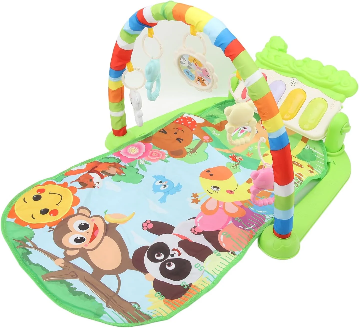 تشک بازی کودک Cryfokt با پیانو و اسباب بازی های جداشدنی برای نوزادان 0-12 ماهه - سبز