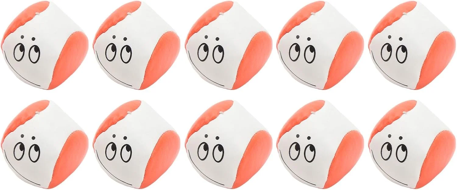 ست کیسه لوبیا Cryfokt، گرد 10 عددی آموزشی قابل حمل برای بازی پرتاب کیسه لوبیا، فوم سرامزیتی، چرم PU، طرح احساسات جالب و بامزه برای کودکان، مناسب بازی های ساحلی (نارنجی)