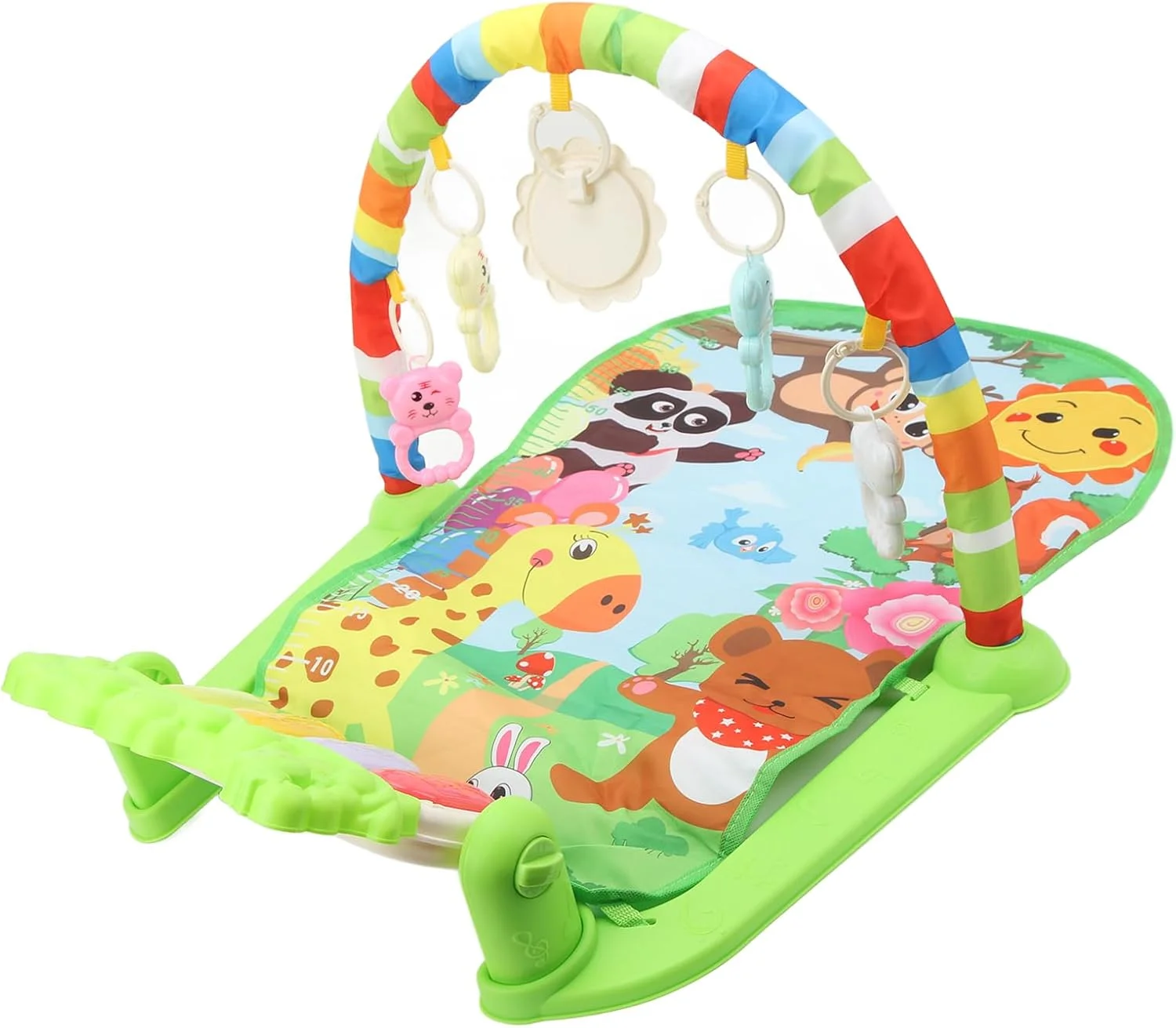 تشک بازی کودک Cryfokt با پیانو و اسباب بازی های جداشدنی برای نوزادان 0-12 ماهه - سبز