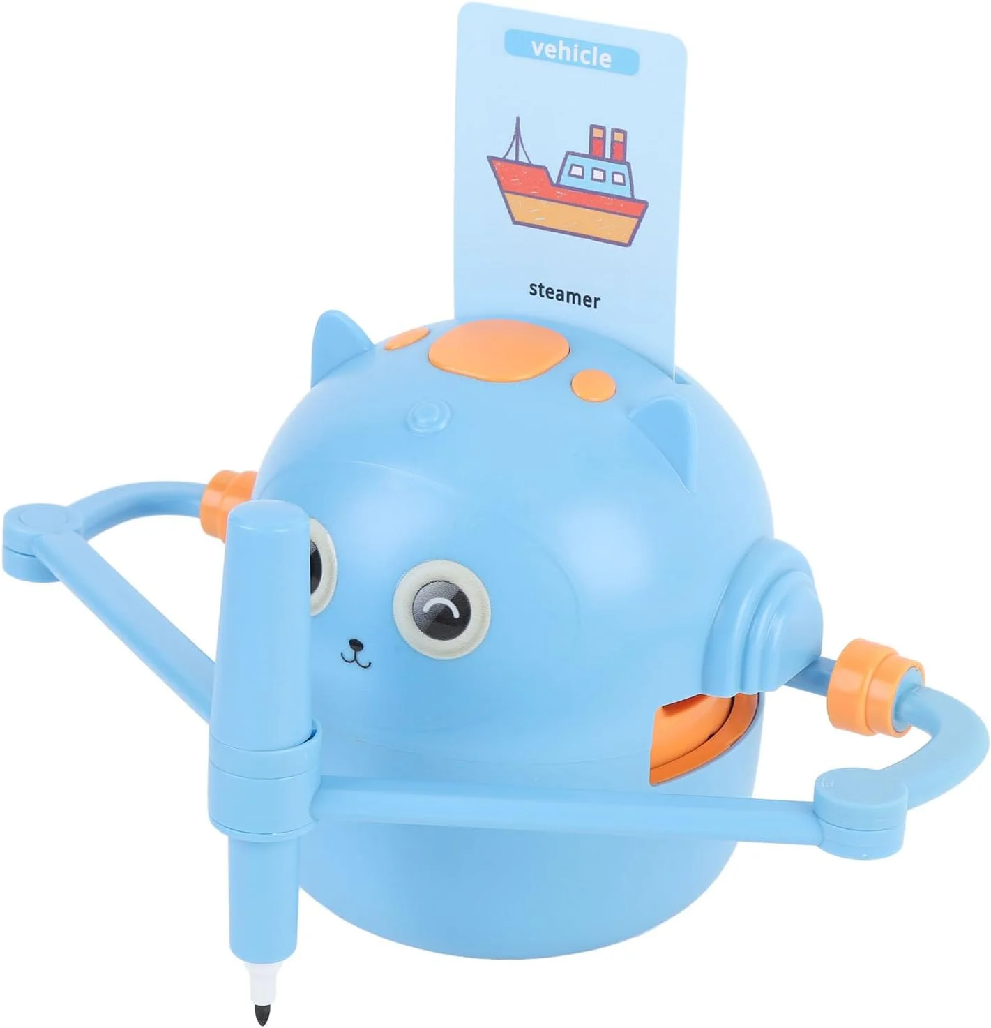 ربات هوشمند طراحی ممتاز برای آموزش پیش دبستانی با 2 قلم رنگی، 100 کارت کلمه آموزشی و باتری لیتیومی 2400 میلی آمپر ساعتی، ماشین یادگیری نقاشی آموزشی تعاملی