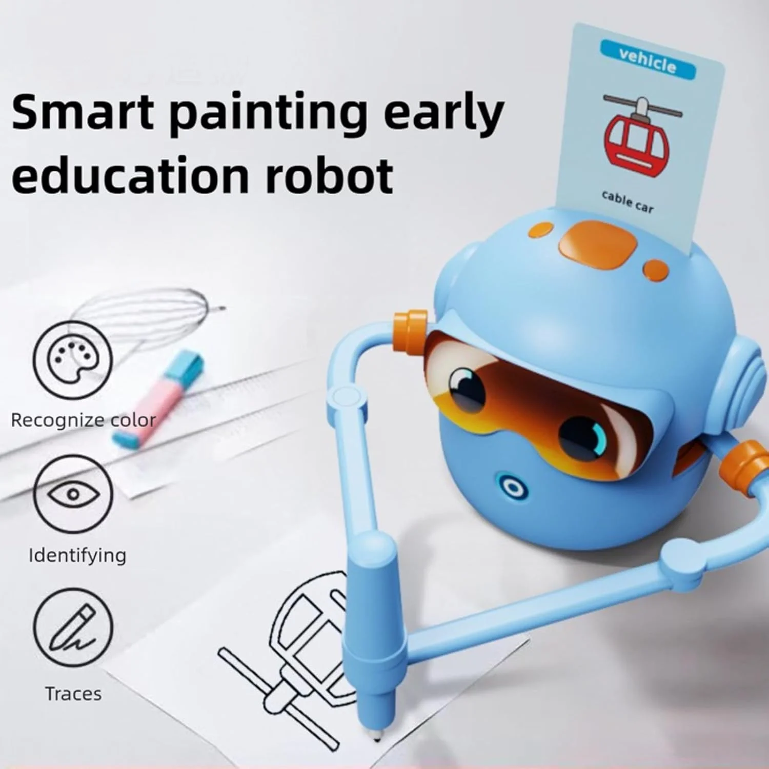 ربات نقاشی اتوماتیک Cryfokt، دستگاه نقاشی تعاملی باتری لیتیومی 2400 میلی آمپر ساعتی، حالت های مختلف با 100 کارت برای آموزش اولیه