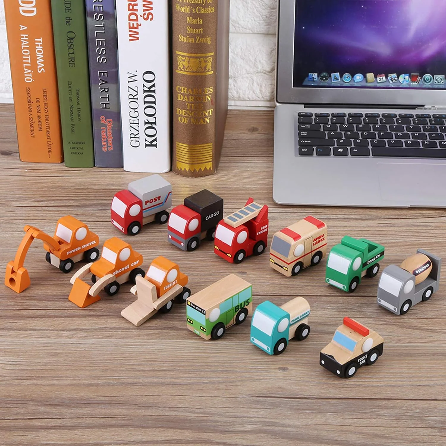 ماشین اسباب بازی چوبی Cryfokt، ماشین اسباب بازی شیک، زنده و قابل حمل برای کودکان، متعادل، سبک وزن و ایمن برای پسر، دختر، کودک نوپا