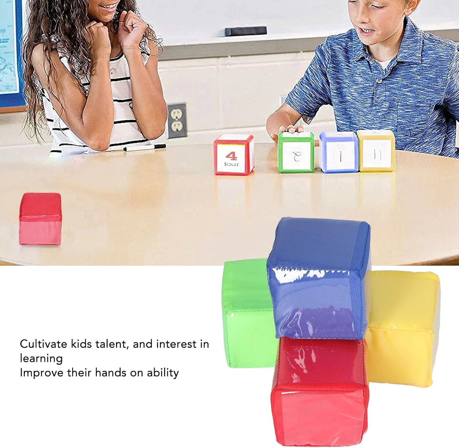 4 عدد اسباب بازی آموزشی تاس کودک PVC، بلوک های چیدنی تعاملی والدین و کودک، وسایل کمک آموزشی