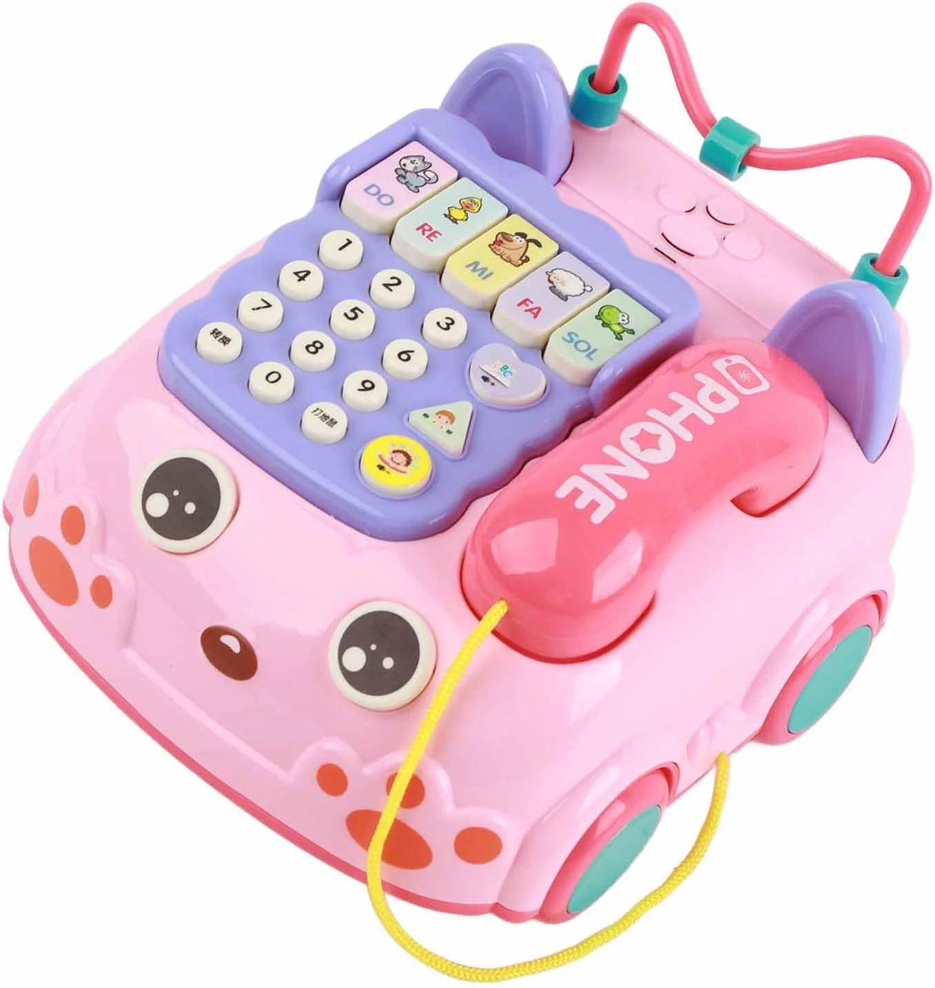 تلفن اسباب بازی کشیدنی کودک، تلفن بازی وانمودی آموزشی برای بازی پیاده روی کودک (صورتی) تلفن اسباب بازی کشیدنی کودک، تلفن بازی وانمودی آموزشی برای بازی پیاده روی کودک (صورتی)