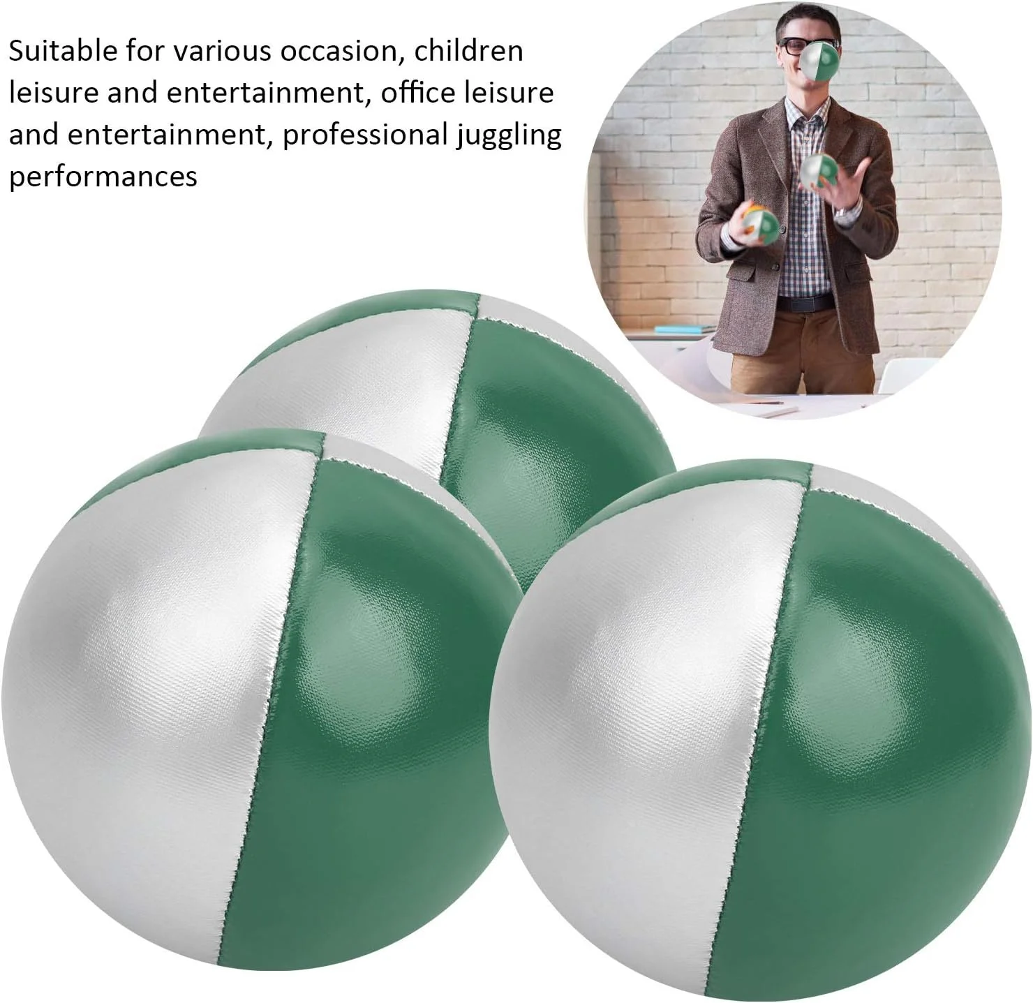 توپ شعبده بازی Keenso، مجموعه 3 عددی توپ پرتاب شعبده بازی نمایش های گوناگون، اسباب بازی آموزشی پازلی تفریحی ورزشی سرپوشیده (سبز/نقره ای) توپ شعبده بازی Keenso، مجموعه 3 عددی توپ پرتاب شعبده بازی نمایش های گوناگون، اسباب بازی آموزشی پازلی تفریحی ورزشی سرپوشیده (سبز/نقره ای)