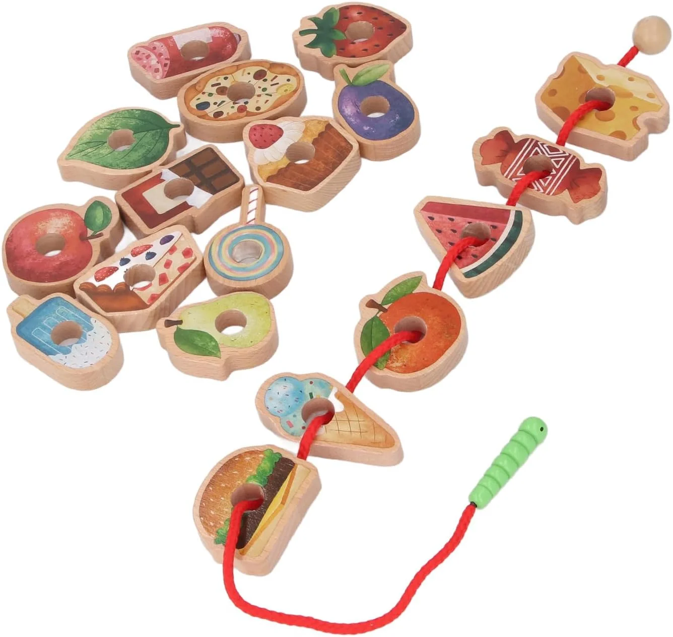 اسباب بازی مهره های چوبی بنددار، اسباب بازی آموزشی برای کودکان نوپا، با توسعه مفاهیم ریاضی و مهارت های حل مسئله