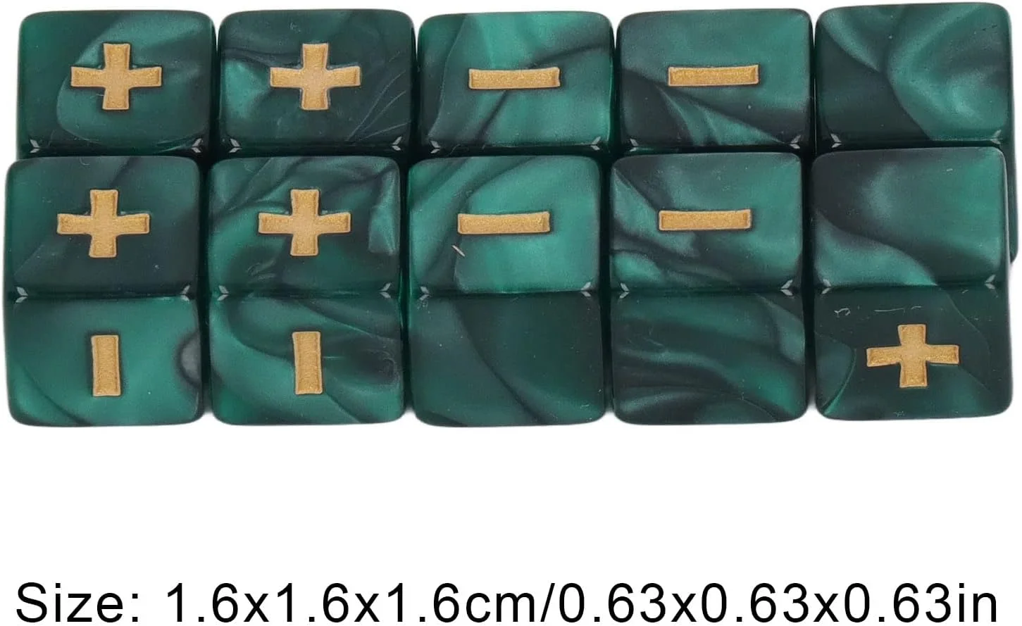 مجموعه 20 عددی تاس آموزشی 16 میلی متری، تاس عملیات ریاضی با علائم مثبت و منفی، اسباب بازی های آموزشی، برای آموزش کلاسی، یادگیری ریاضی (سبز)