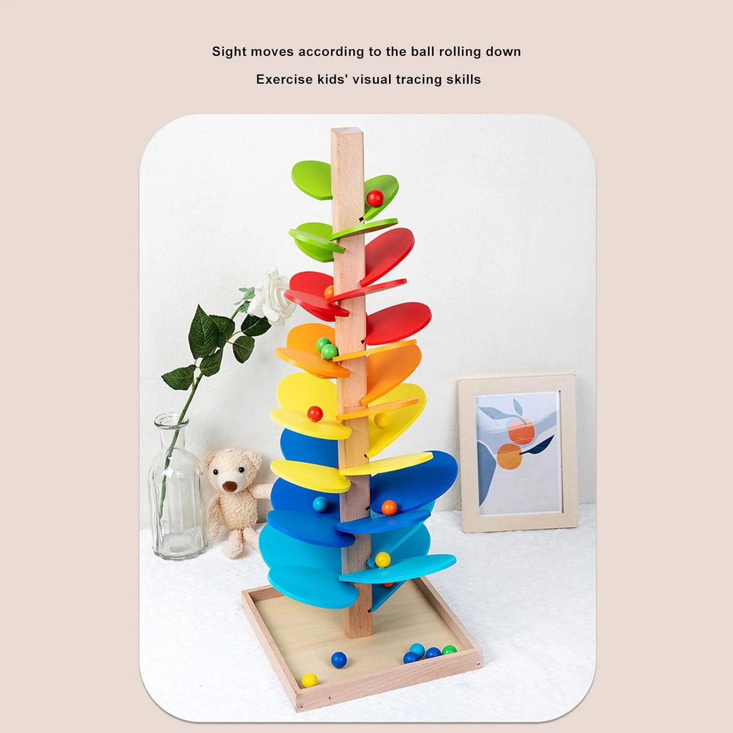 بازی مسیر توپ مرمر، اسباب بازی آموزشی درخت توپ مرمر برای کودکان پسر و دختر