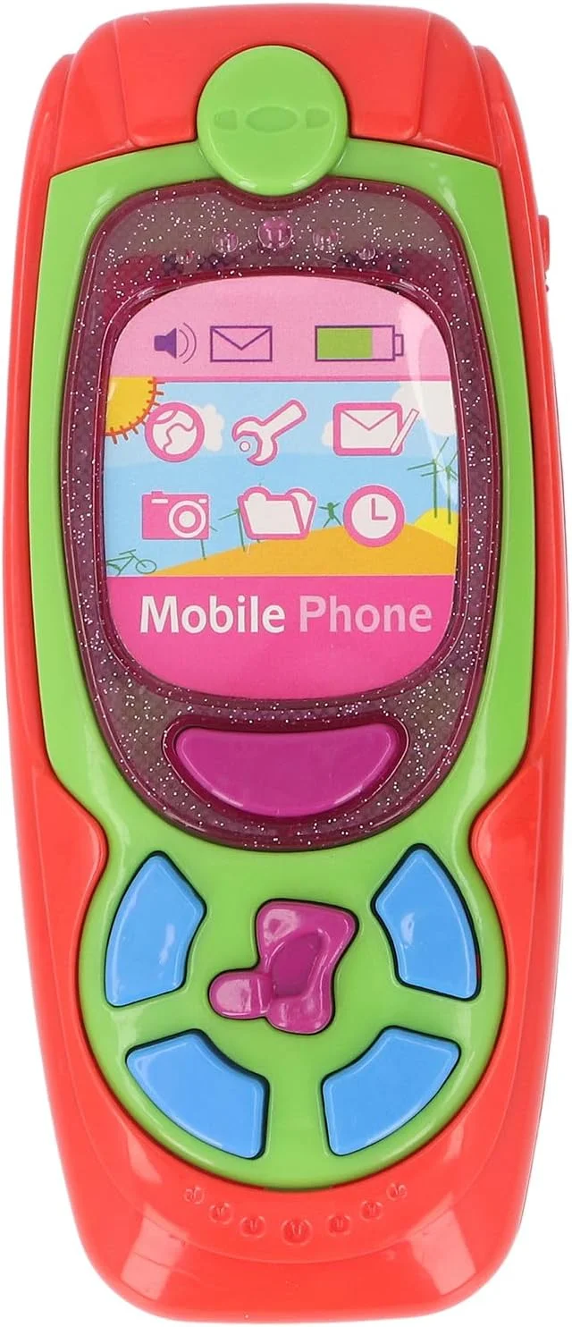 تلفن اسباب بازی کودکانه، تلفن اسباب بازی آموزشی کارتونی با موسیقی و چراغ برای کودکان (قرمز)