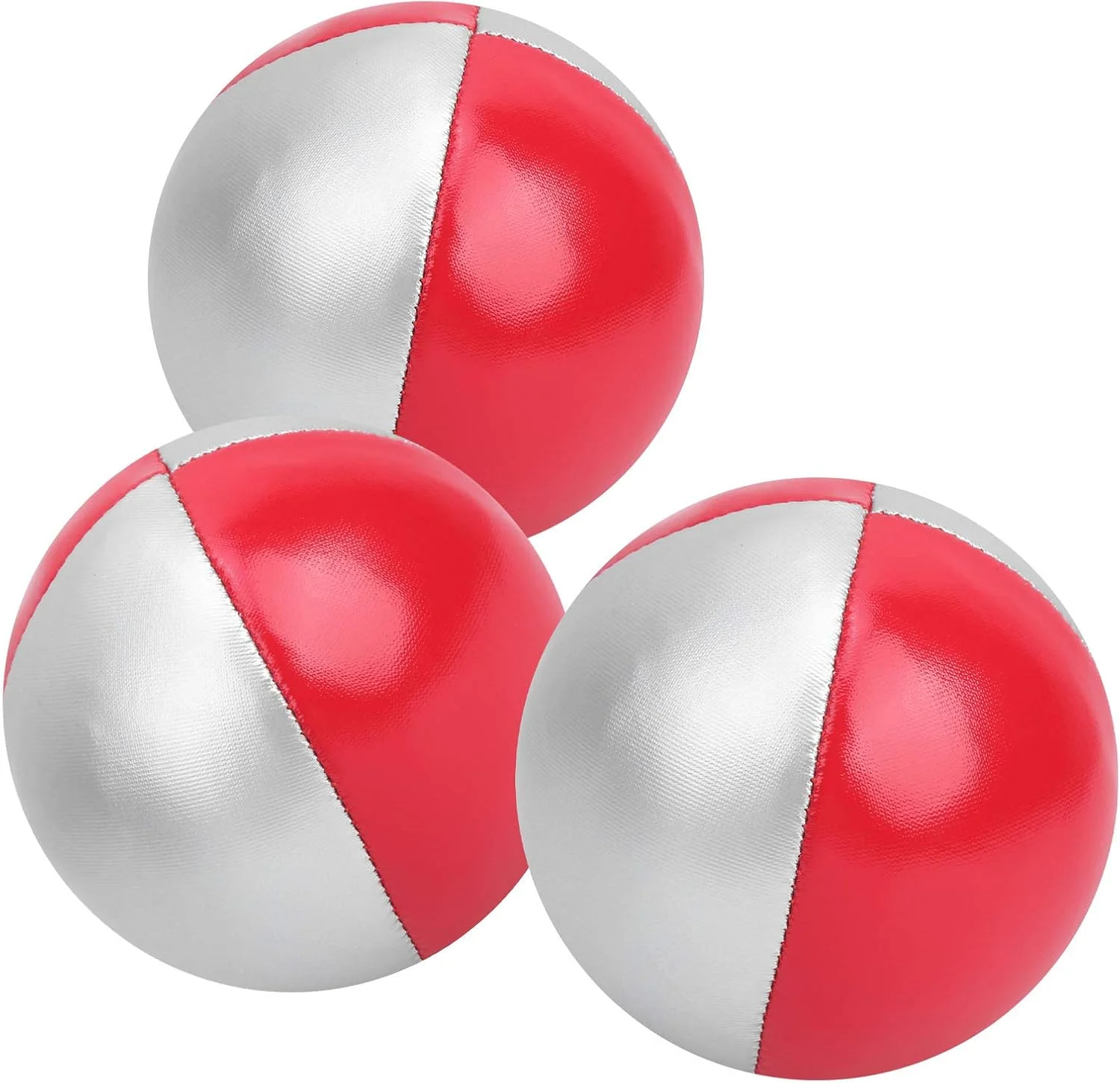 توپ شعبده بازی Keenso، 3 عدد توپ پرتاب شعبده بازی نمایش متنوع، اسباب بازی آموزشی پازلی سرگرم کننده ورزشی اوقات فراغت داخلی (قرمز/نقره ای)