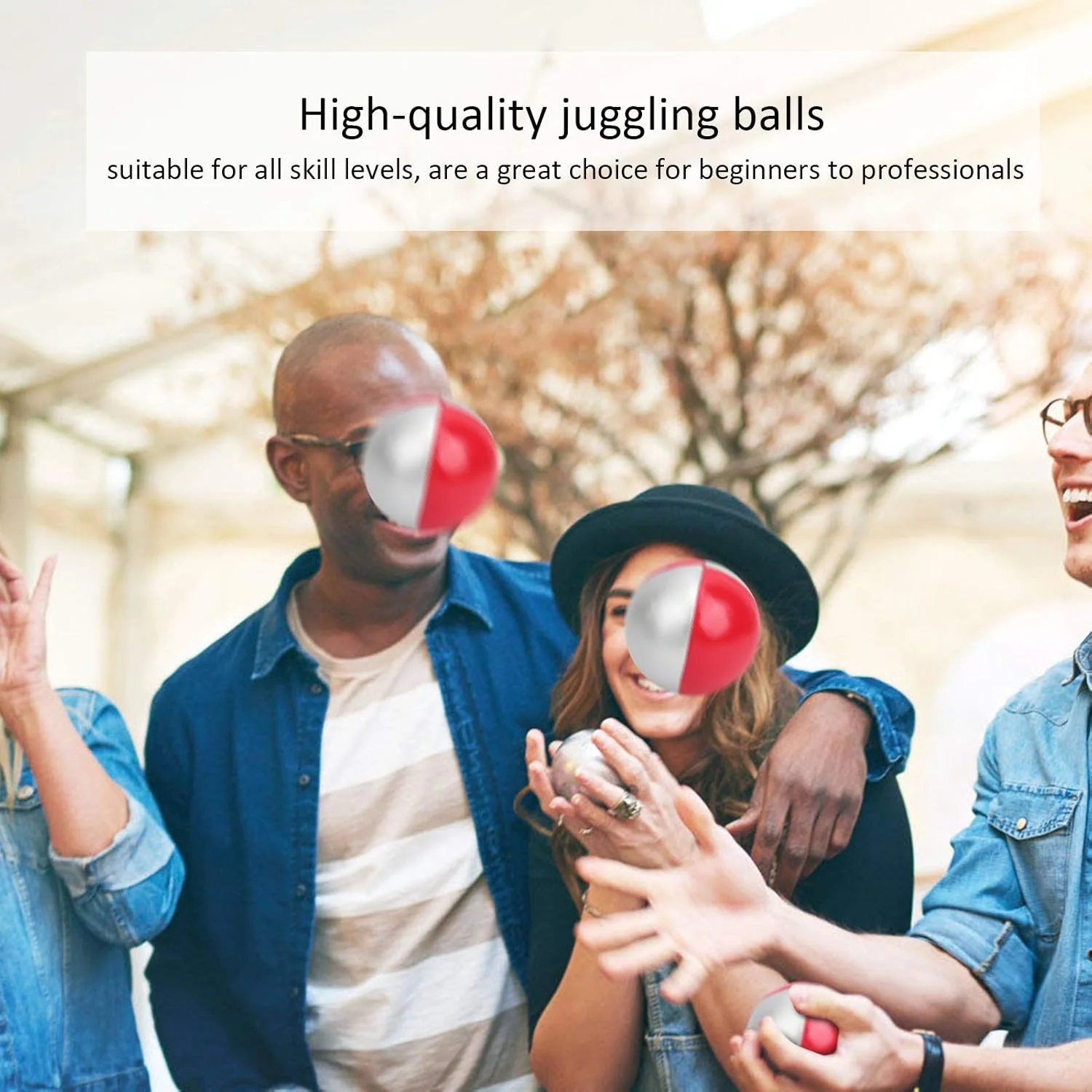توپ شعبده بازی Keenso، 3 عدد توپ پرتاب شعبده بازی نمایش متنوع، اسباب بازی آموزشی پازلی سرگرم کننده ورزشی اوقات فراغت داخلی (قرمز/نقره ای)
