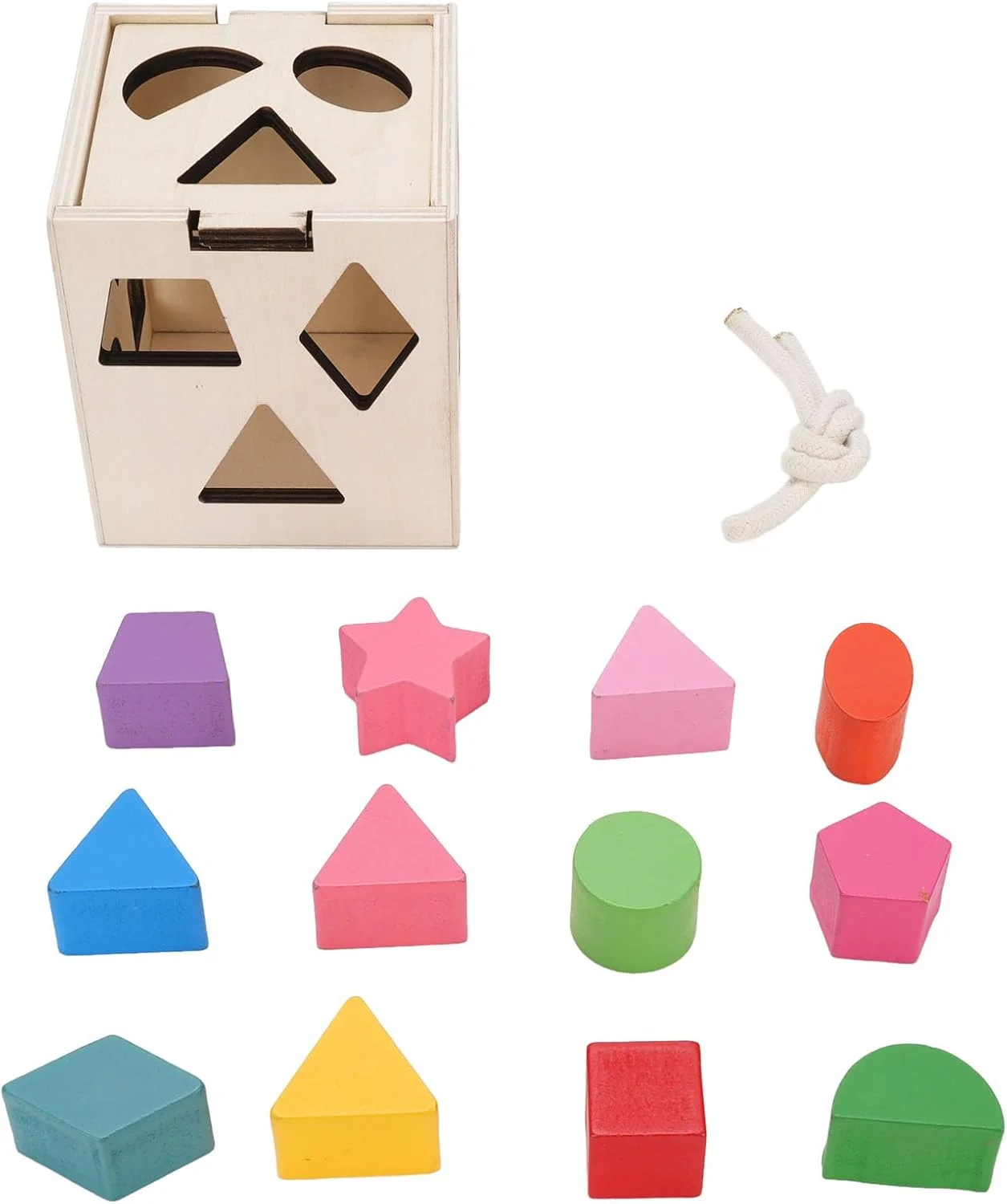 اسباب بازی تطبیق اشکال، اسباب بازی شناختی رنگی چوبی با 13 سوراخ برای کودکان بالای 1 سال