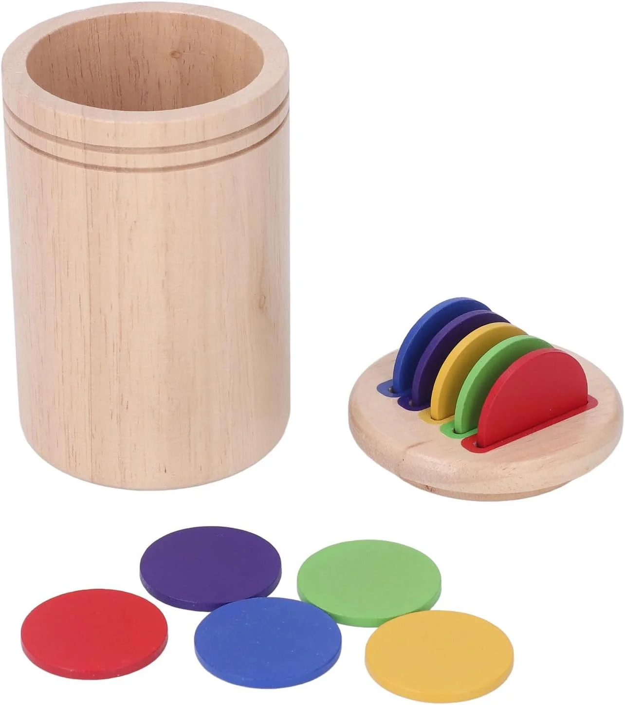 جعبه اسباب بازی مرتب سازی رنگ چوبی، اسباب بازی آموزشی تطبیق رنگ با کیف بند دار برای کودکان