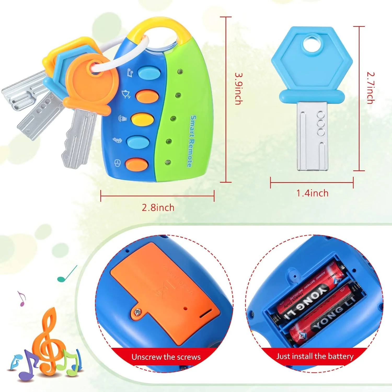 اسباب بازی کلید هوشمند موزیکال SYOSI، اسباب بازی کلید ماشین با صدا و نور برای کودکان نوپا، اسباب بازی کلید سرگرم کننده و آموزشی