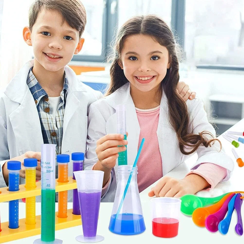 کیت آزمایش علمی کودکان SYOSI با عینک محافظ، روپوش دانشمند، ست آزمایشگاهی، اسباب بازی های علمی آموزشی، هدیه ای برای دختران و پسران 6 سال به بالا، مدل A