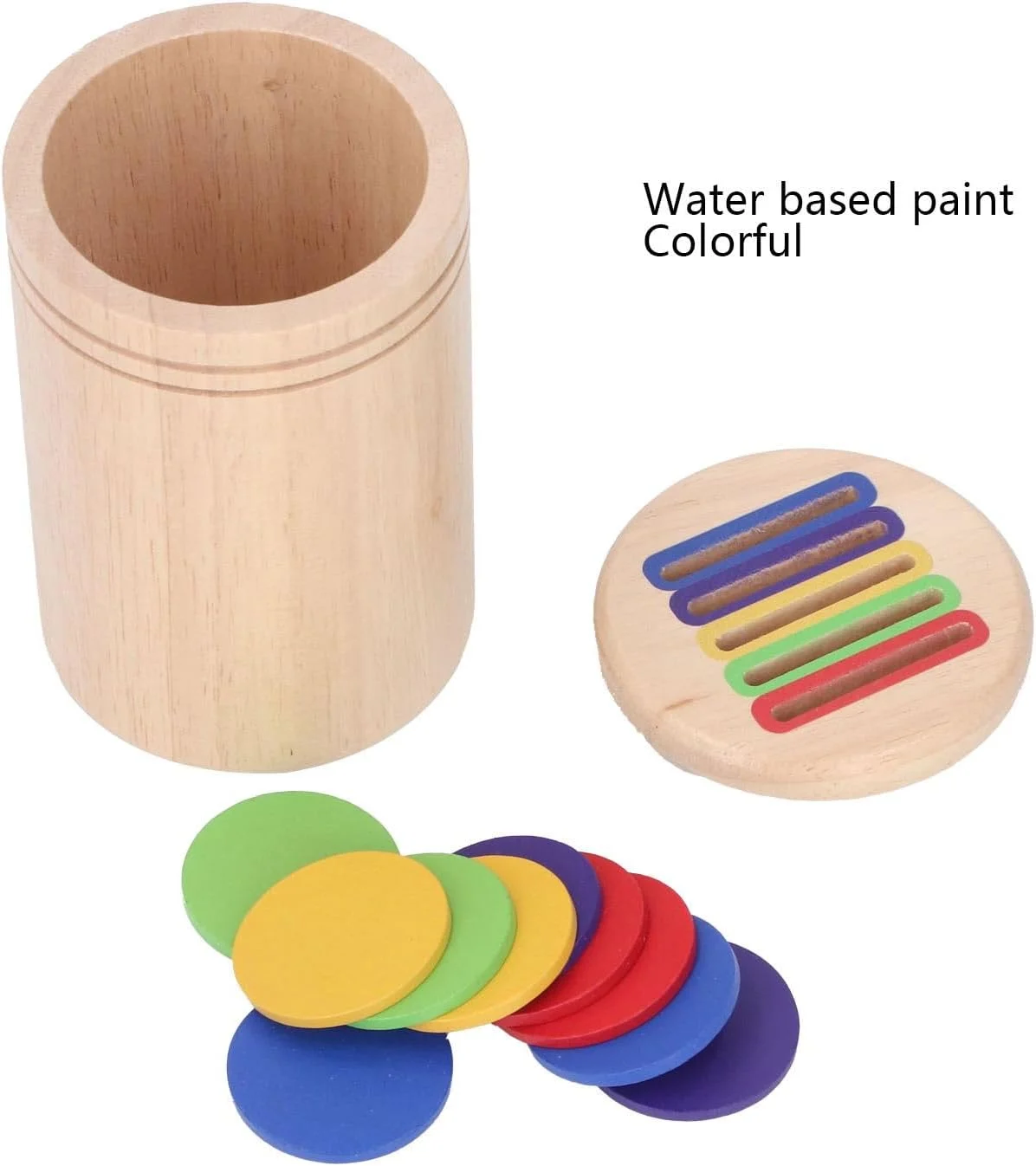 جعبه اسباب بازی مرتب سازی رنگ چوبی، اسباب بازی آموزشی تطبیق رنگ با کیف بند دار برای کودکان