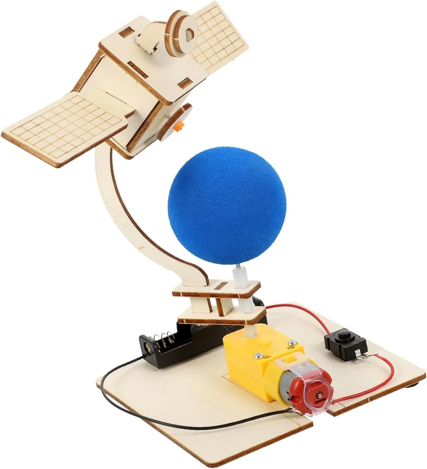 اسباب بازی آموزشی ماهواره ای خودساز برای کودکان - پروژه های کاردستی STEM، مجموعه مونتاژ پازل سه بعدی، هدیه ای برای کودکان نوپا و بچه ها، طراحی چوب مصنوعی