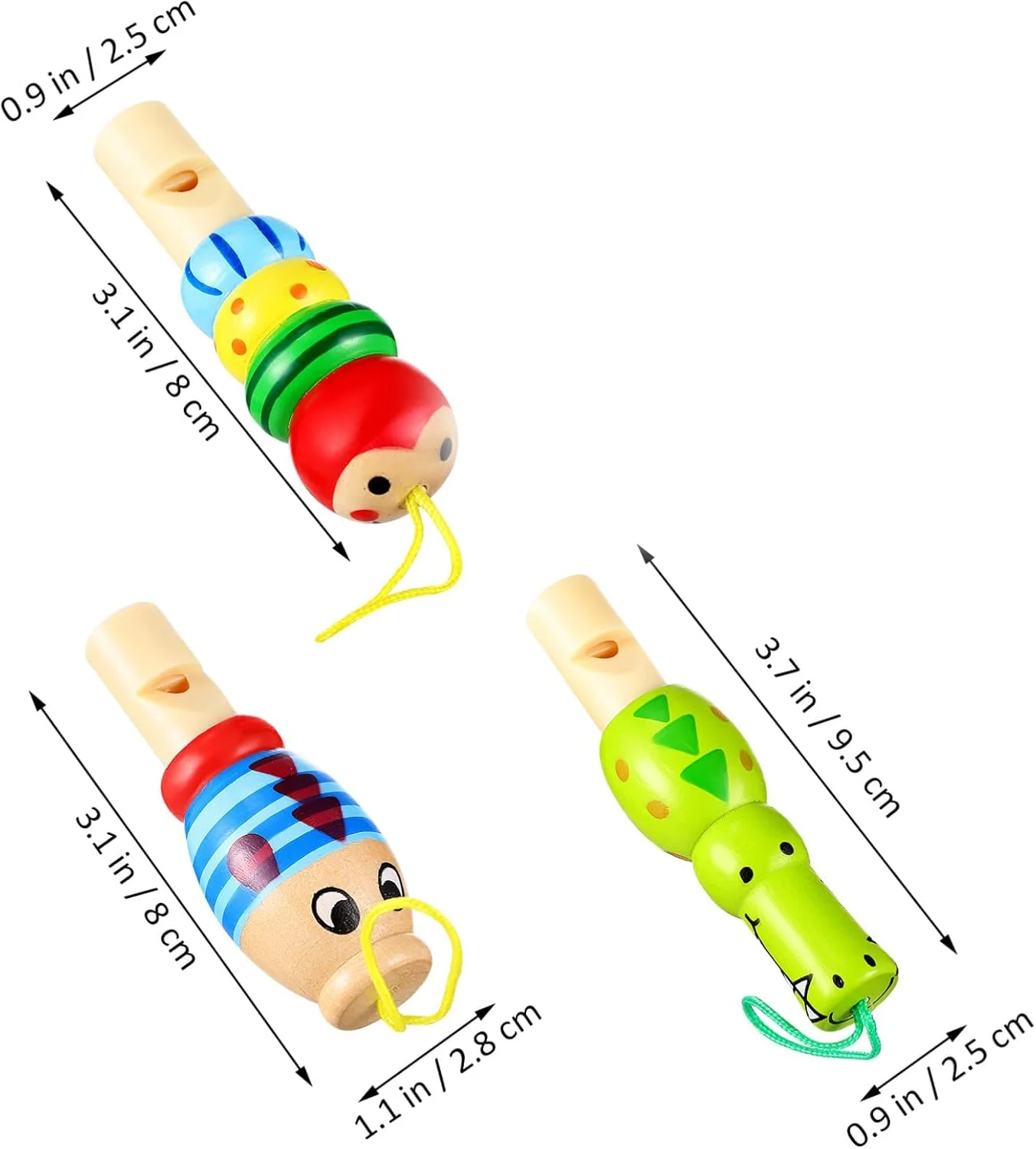 ۶ عدد اسباب بازی سوت موسیقیایی، سوت های چوبی حیوانات، ساز موسیقی کارتونی چوبی برای هدیه تولد آموزشی و پرورشی