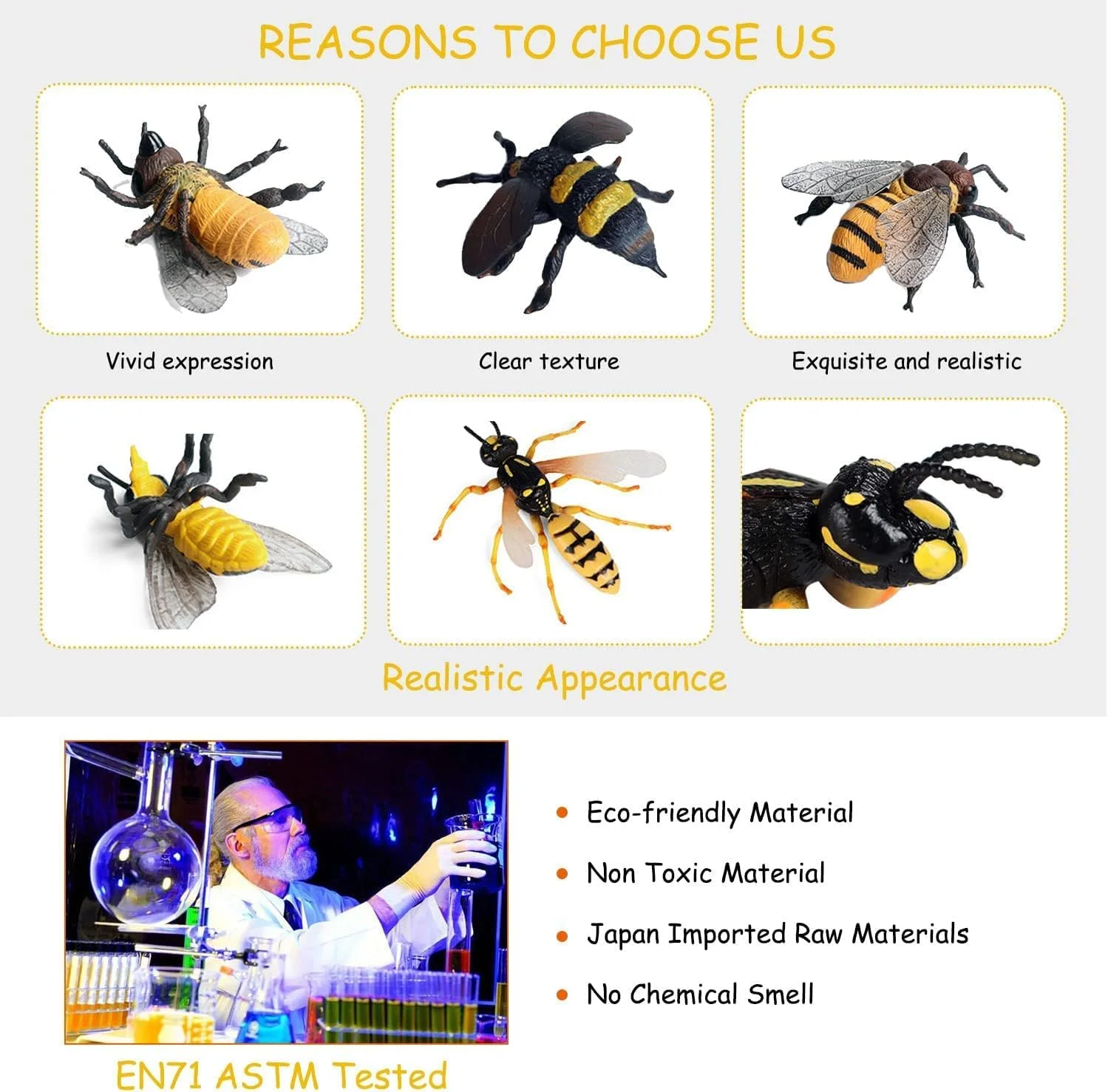 مجسمه های زنبور عسل، حشرات حیات وحش، فیگورهای حیوانات، اسباب بازی های آموزشی پلاستیکی، فیگورهای حشرات جعلی، هدایای مهمانی واقعی، مجموعه فیگورهای حشرات پروژه مدرسه