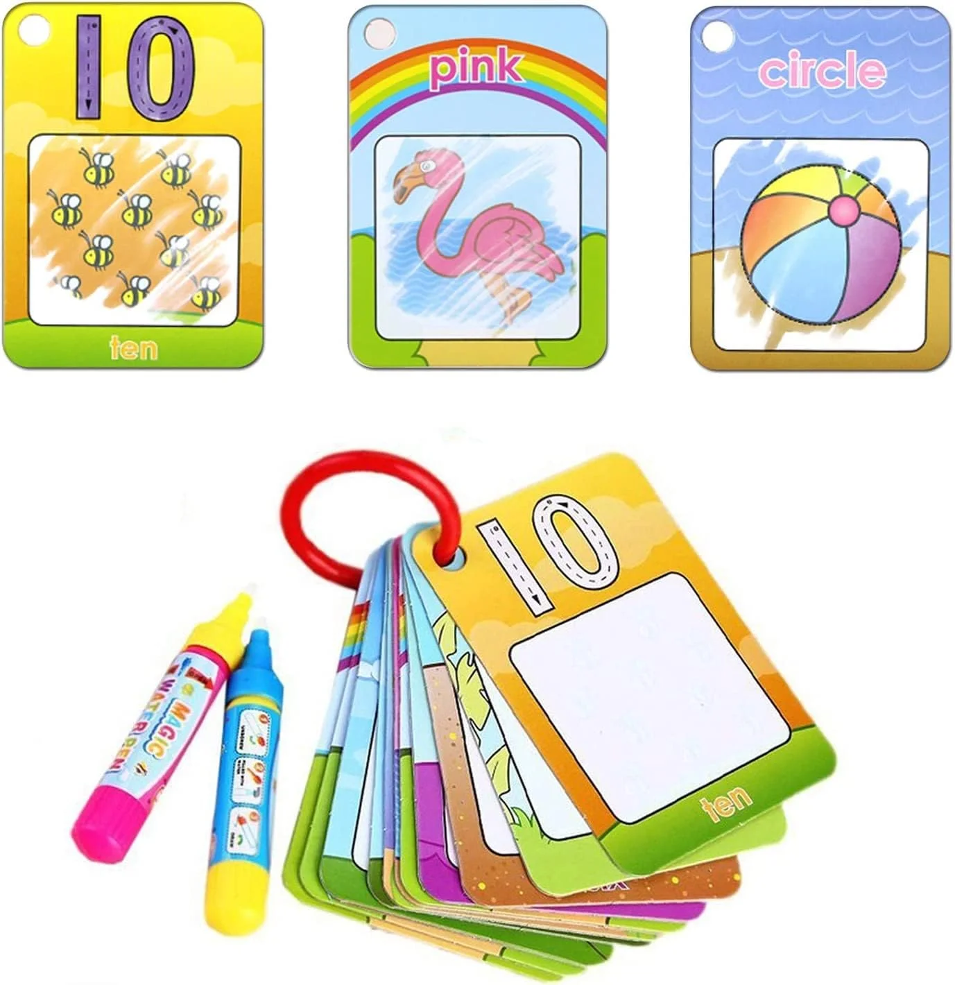 کارت های رنگ آمیزی با آب کول پلی SYOSI، آموزش اعداد، اشکال و رنگ ها، اسباب بازی نقاشی با آب مناسب برای کودکان