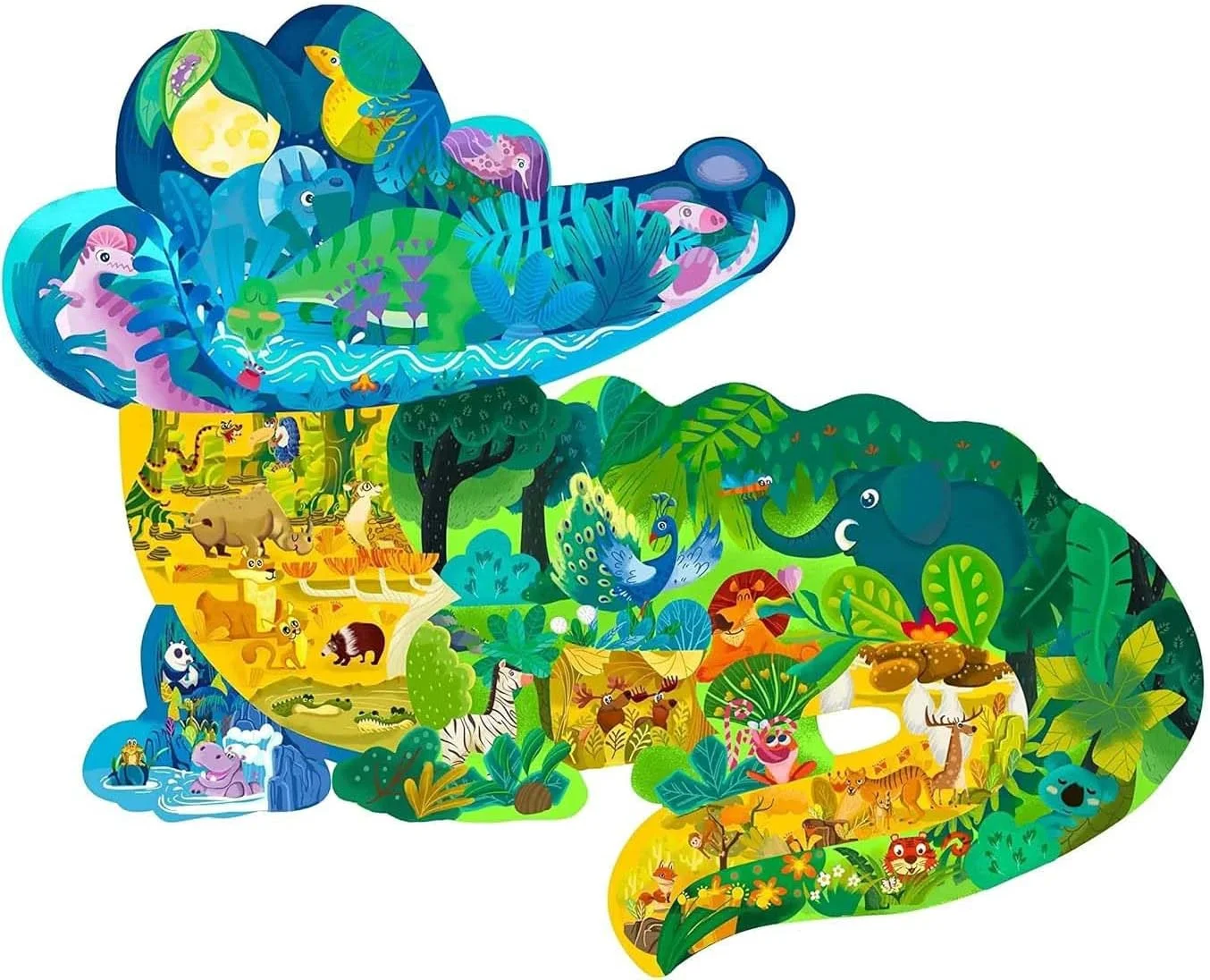 پازل اره‌ای SYOSI برای کودکان 3-5، 6-8، 8-10 سال، پازل‌های رنگارنگ سرگرم‌کننده با شکل حیوانات، اسباب‌بازی‌های آموزشی و یادگیری، هدیه و بازی برای پسران و دختران (تمساح - 154 قطعه)