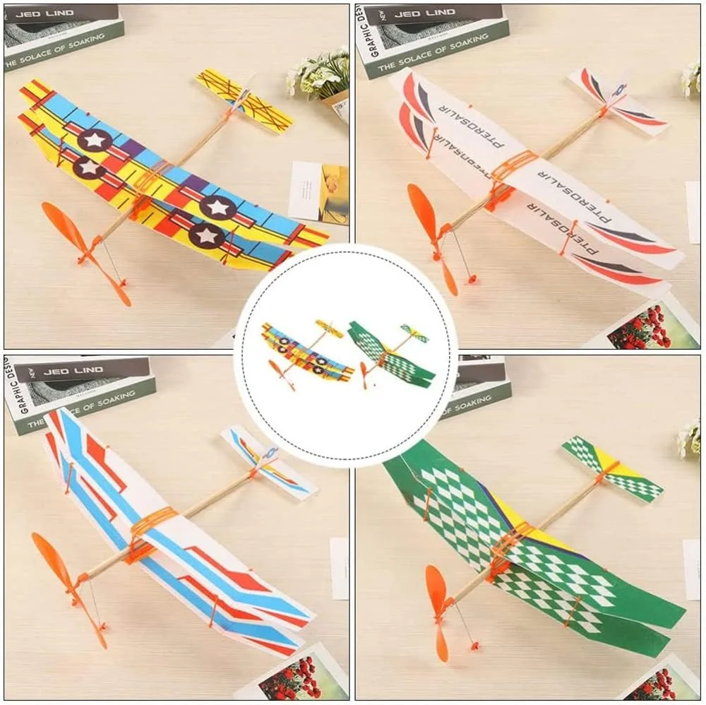اسباب بازی هواپیمای کشی SYOSI، مدل هواپیمای گلایدر پرنده، هلیکوپتر، پرتاب دستی DIY، مدل هواپیمای فومی، اسباب بازی پرنده داخلی و خارجی برای کودکان (طرح تصادفی)