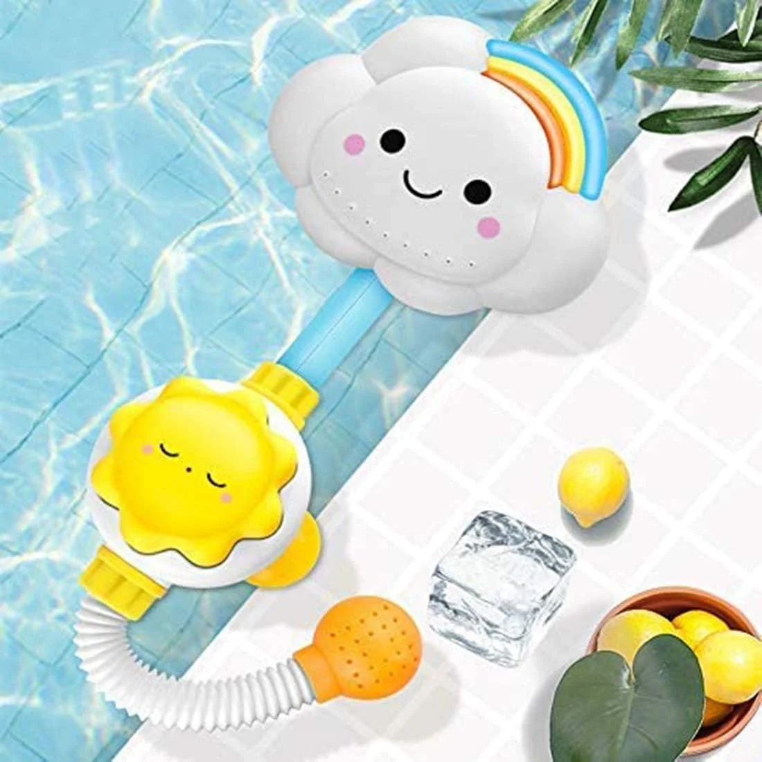 اسباب بازی حمام آب پاش SYOSI برای کودکان نوپا - ابر و رنگین کمان زیبا، فواره دوش آب پاش برای کودکان - لوازم جانبی سرگرم کننده حمام برای نوزادان و کودکان نوپا