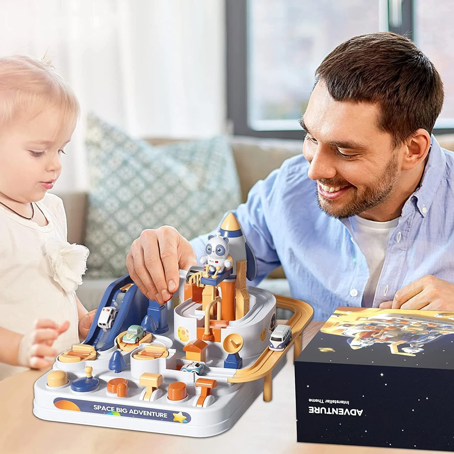 پیست مسابقه ماجراجویی نجات خودرو SYOSI، اسباب بازی برای دختران نوپا و کودکان 4-7 ساله با تم فضایی، هدیه ماشین، مجموعه بازی آموزشی، هدیه تولد پیش دبستانی برای پسران 3-5 ساله