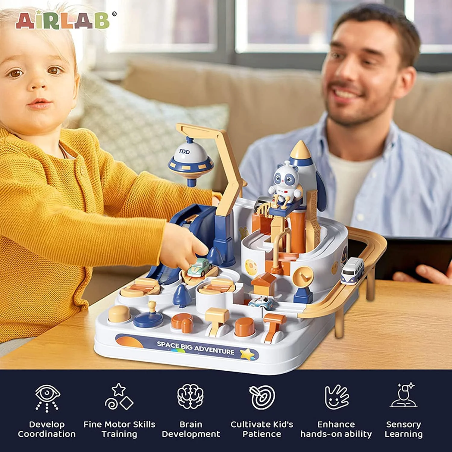 پیست مسابقه ماجراجویی نجات خودرو SYOSI، اسباب بازی برای دختران نوپا و کودکان 4 تا 7 سال، تم فضایی، هدیه ماشین، مجموعه بازی آموزشی، هدیه تولد پیش دبستانی برای پسران 3-5 ساله