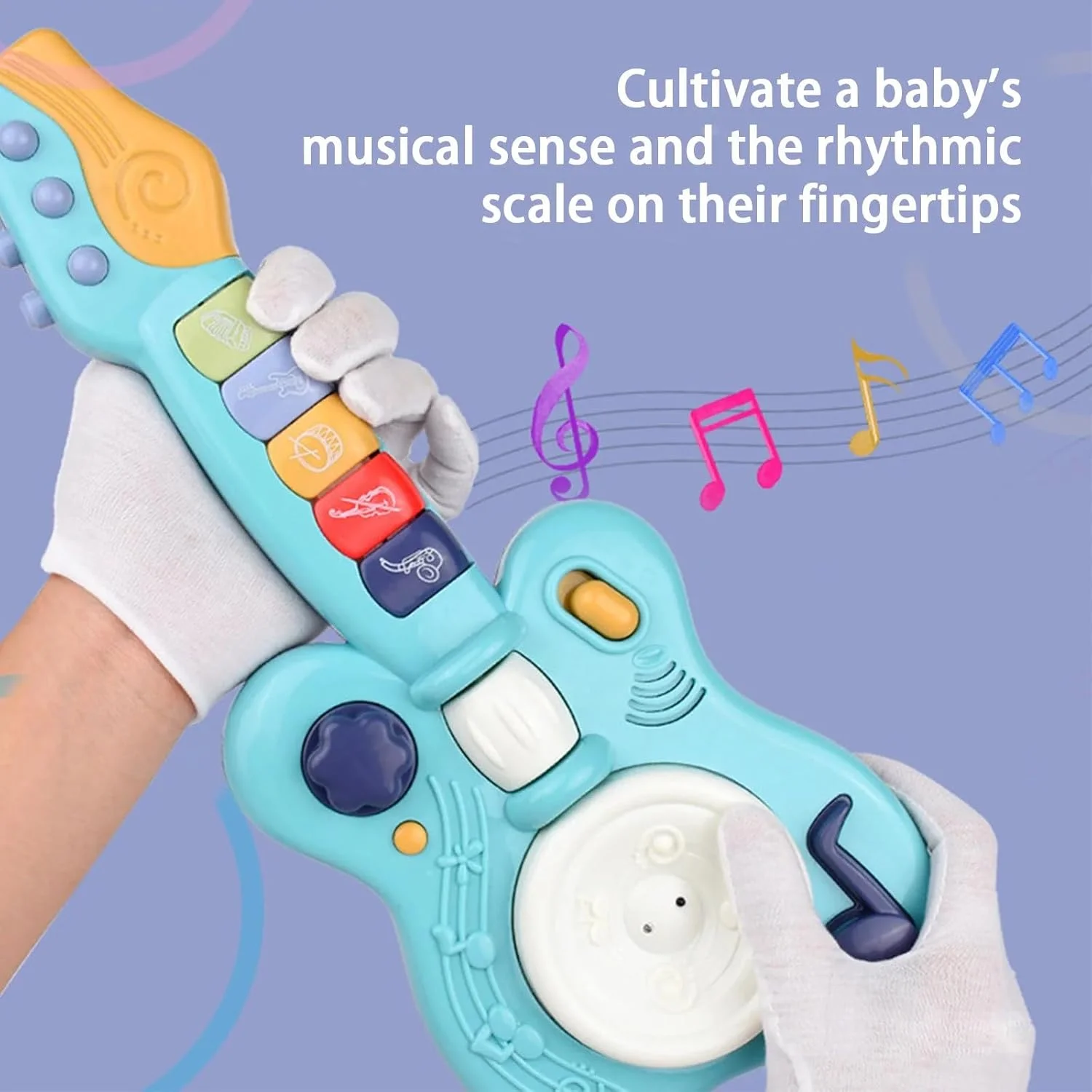 اسباب بازی موسیقیایی الکترونیکی، گیتار دستی برای کودکان، اسباب بازی گیتار کودکانه با نور و صدا، پخش موسیقی، درام، پیانو، ویولن، ترومپت، روشنگری موسیقی هوشمند، چند منظوره