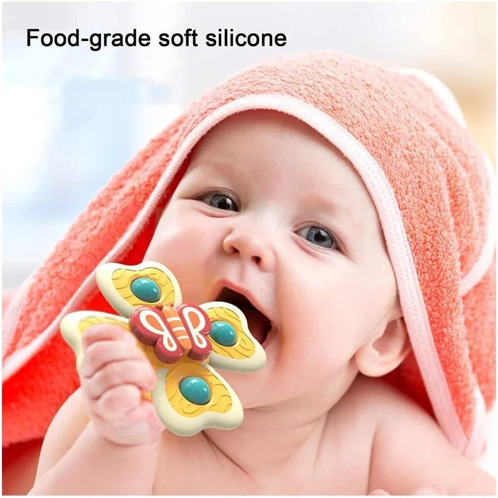 اسباب بازی فنجانی مکنده چرخشی آرامش بخش SYOSI، بسته 3 عددی اسباب بازی حمام کارتونی، بدون BPA، اسباب بازی حسی و آموزشی برای کودکان، تسکین استرس اداری، هدیه ای عالی برای پسران و دختران