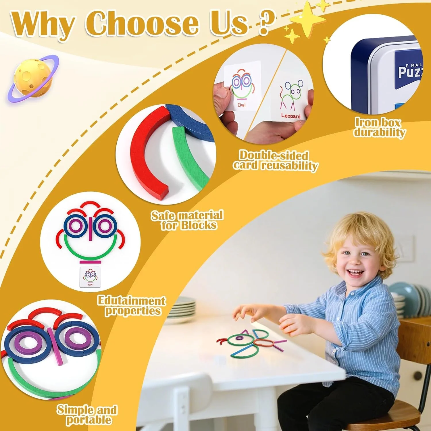 اسباب بازی ساختنی چوبی شامل چوب و حلقه، اسباب بازی های آموزشی STEM برای کودکان، مجموعه ساختمانی آموزشی با کارت و جعبه، تقویت مهارت های حرکتی ظریف مناسب برای کلاس های پیش دبستانی