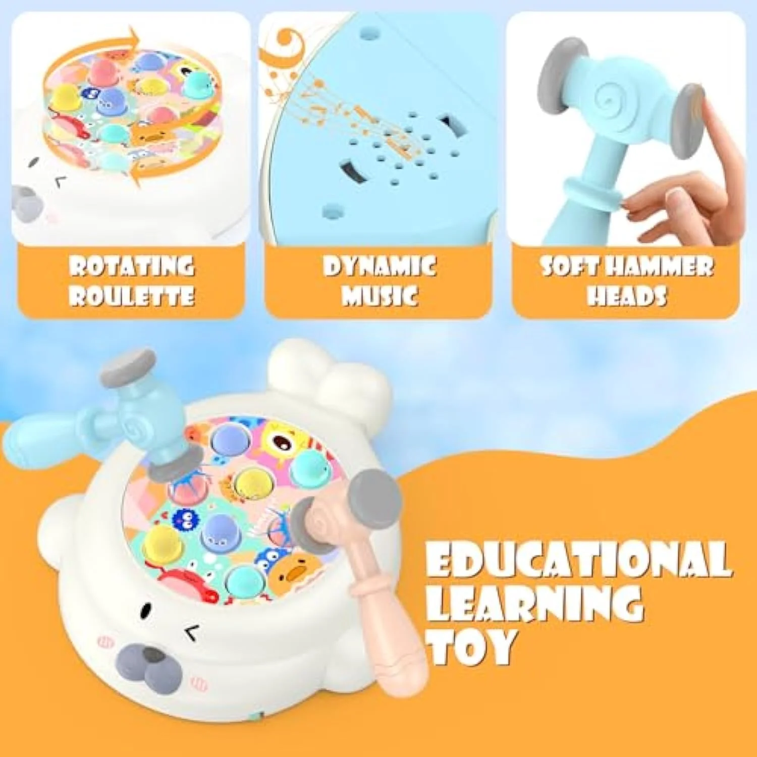 اسباب بازی بازی ضربه زدن به موش کور NALACAL، اسباب بازی کوبیدن، برای کودکان نوپا، اسباب بازی تعاملی آموزشی اولیه با موسیقی و نور، اسباب بازی رشدی و آموزشی برای کودکان 3-8 سال پسر