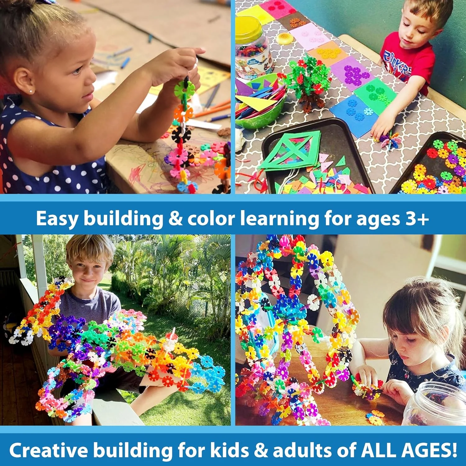 مجموعه 500 قطعه‌ای پولک‌های فکری خلاقانه برای کودکان و بزرگسالان، اسباب‌بازی ساختنی آموزشی STEM، بلوک‌های دیسکی درهم‌قفل‌شونده برای سنین 3 سال به بالا، تقویت مهارت‌های حرکتی ظریف و تخیل، بازی ساخت‌وساز برای پسران و