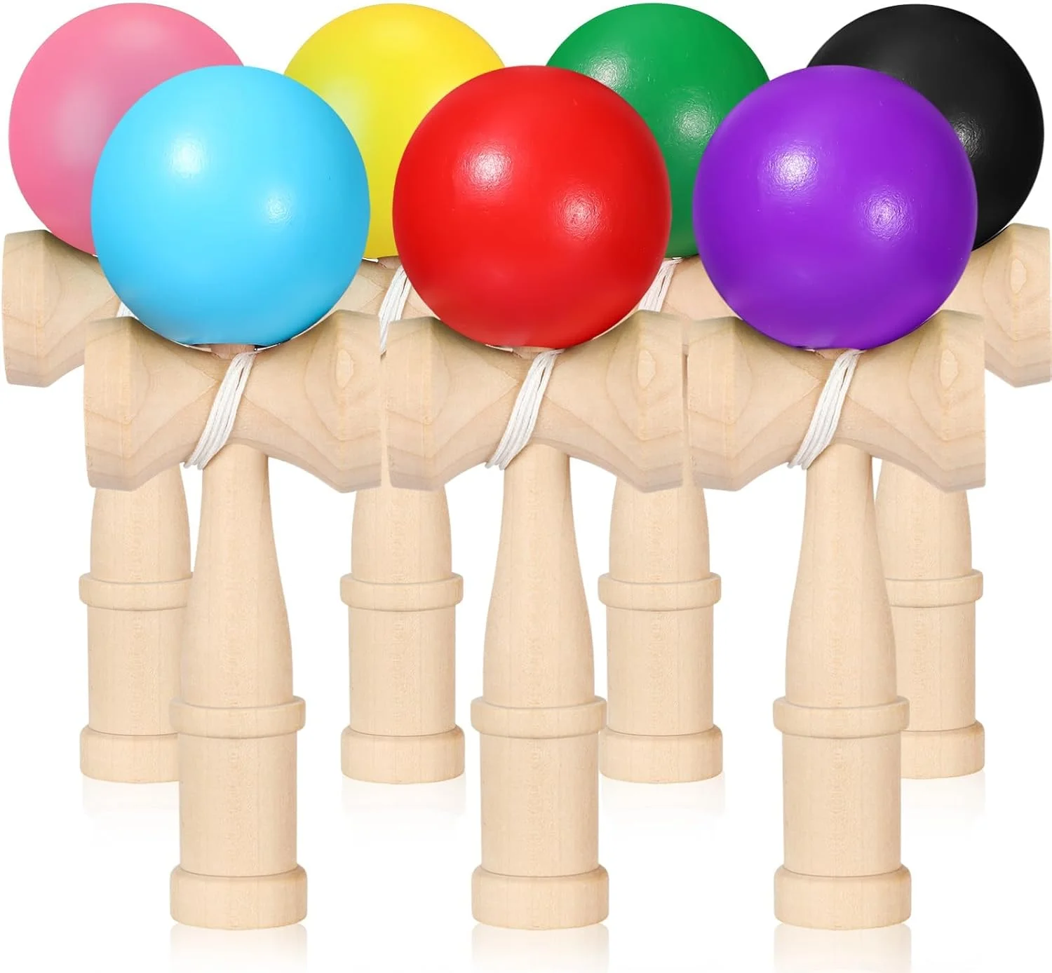 ست ۷ عددی اسباب بازی چوبی کنداما، بازی هماهنگی توپ و فنجان، بازی پرتاب و گرفتن قدیمی، بازی آموزشی هماهنگی چشم و دست برای مبتدیان، هدیه تولد، لوازم مهمانی، ۷ رنگ