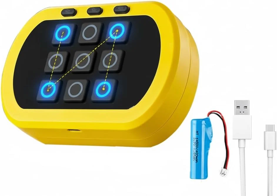 بازی تیک تاک تو بولت، تیک تاک تو الکترونیکی، کنسول پازل دستی حسی 5 در 1، هدیه بازی مسافرتی قابل حمل برای آموزش و رشد حافظه، اسباب بازی های آموزشی برای پسران و دختران 3+ (زرد)