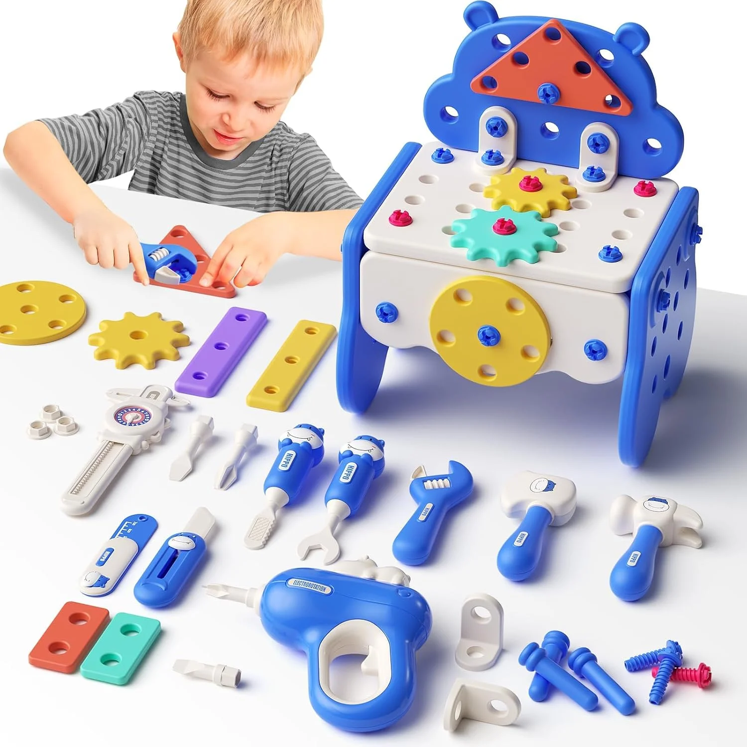 جعبه ابزار اسباب بازی کودکان به همراه دریل، اسباب بازی آموزشی برای کودکان 3 سال به بالا، اسباب بازی های ساختنی مناسب کودکان نوپا، هدیه مناسب برای کریسمس، تولد و روز خانواد