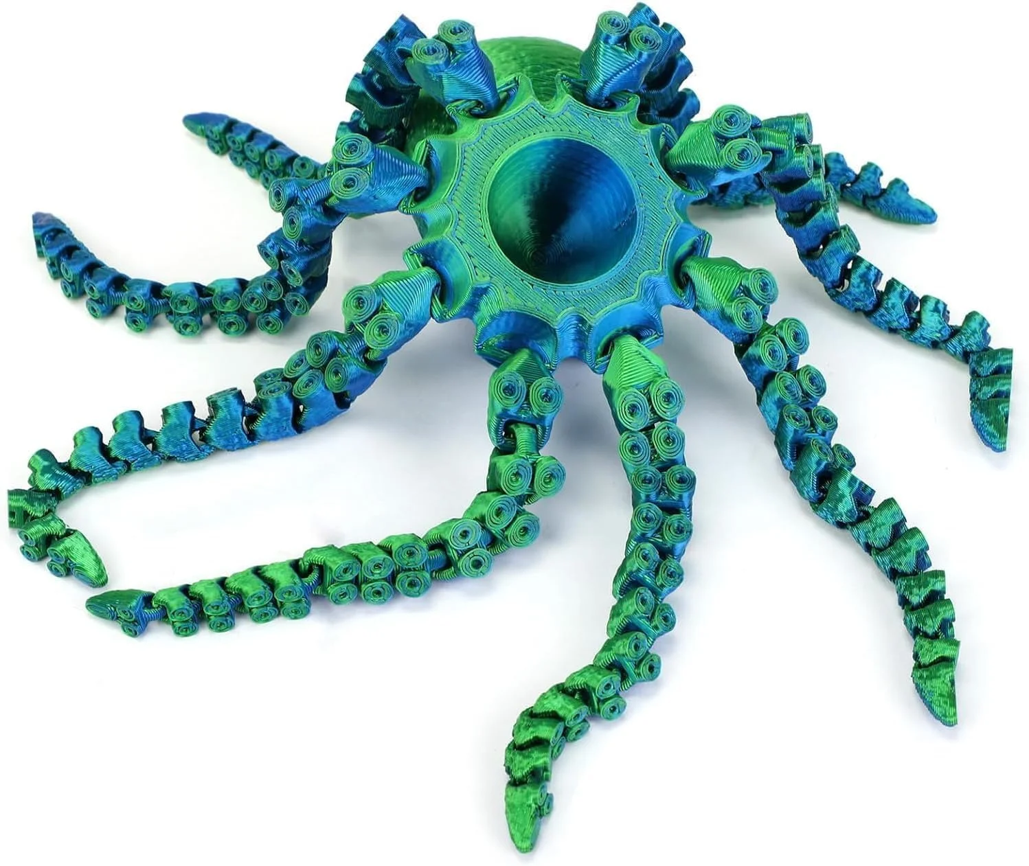 اسباب بازی اختاپوس سه بعدی، 15 سانتی متری، سرگرم کننده و آموزشی برای کودکان، حیوان خانگی رومیزی با الهام از اقیانوس، هدیه ای عالی برای دوستداران اقیانوس (سبز)