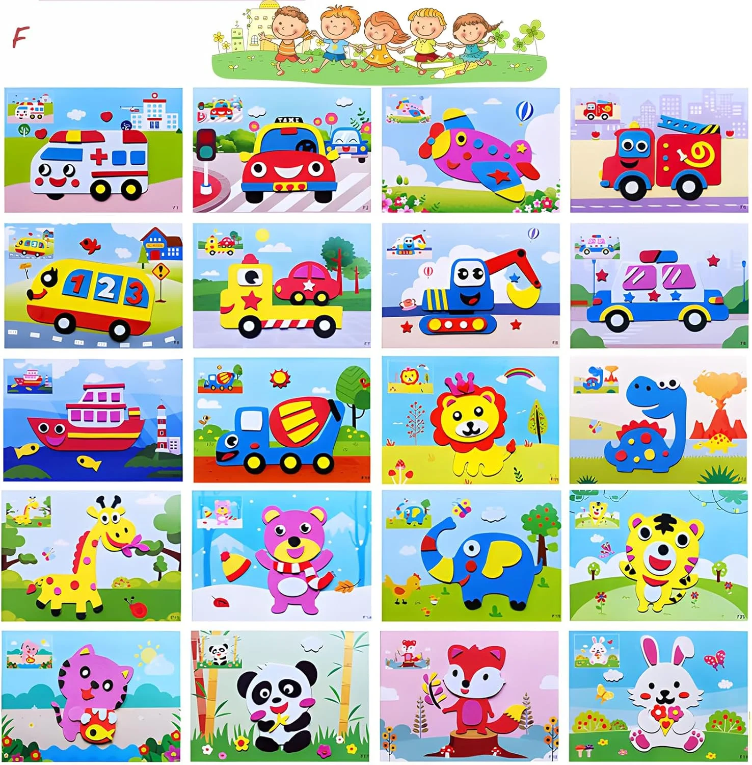 پازل استیکر فومی سه بعدی EVA مدل NALACAL، 20 تکه - اسباب بازی آموزشی کارتونی حیوانات، بازی آموزشی برای کودکان، تقویت تفکر سه بعدی (18x13 سانتی متر)