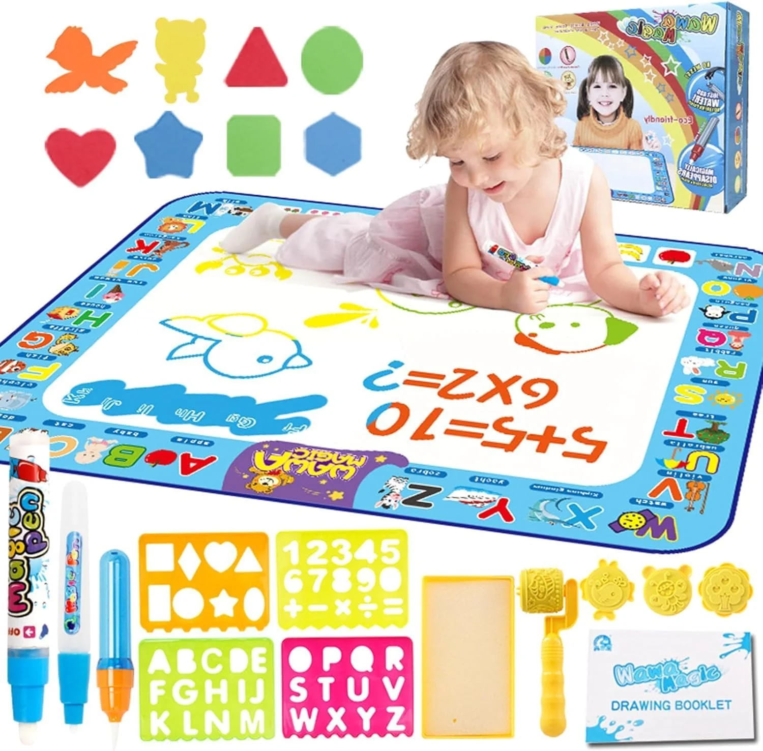 تشک نقاشی با آب کودکان، تخته نقاشی بدون کثیف کاری، اسباب بازی آموزشی برای کودکان نوپا، تشک رنگ آمیزی بزرگ آکوا، تخته نقاشی با آب