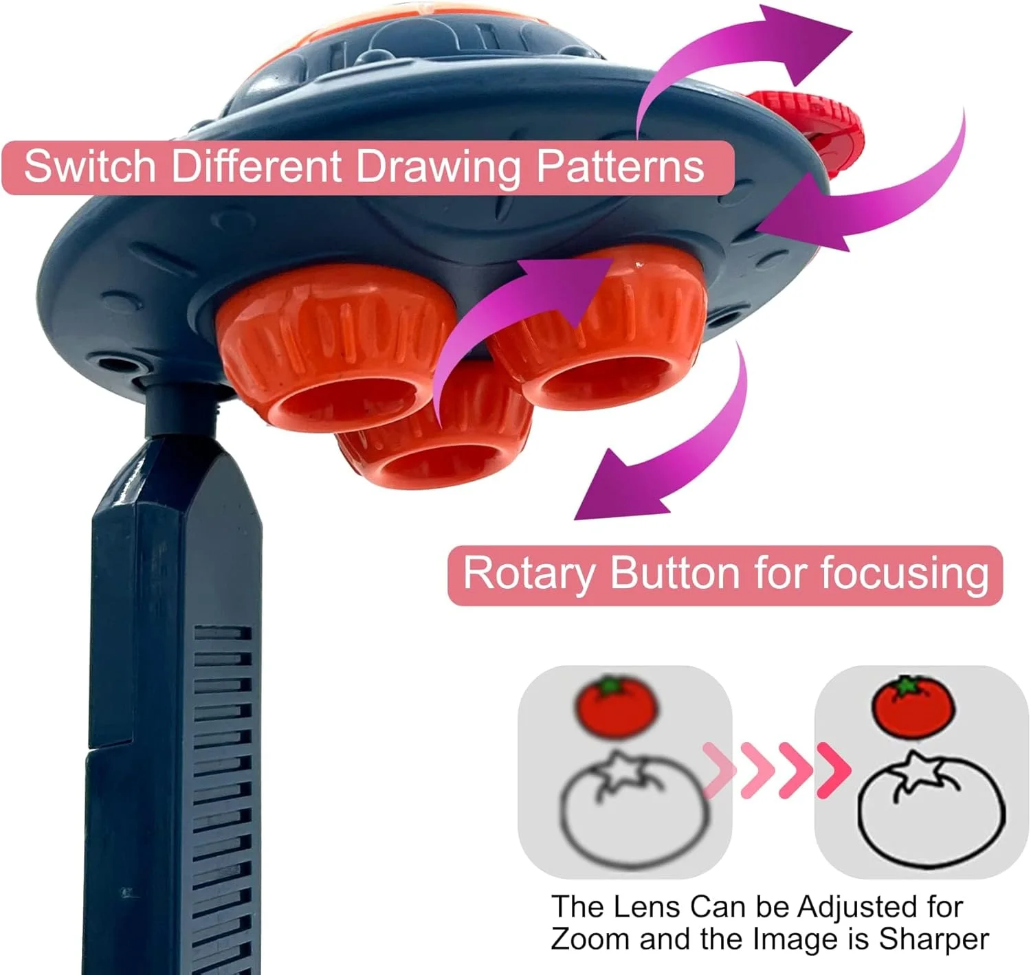 پروژکتور نقاشی برای کودکان، تخته نقاشی هوشمند با قلم های رنگی، تخته پاک کن، اسلاید، اسباب بازی آموزشی یادگیری زودهنگام، میز نقاشی برای کودکان پسر و دختر (آبی)