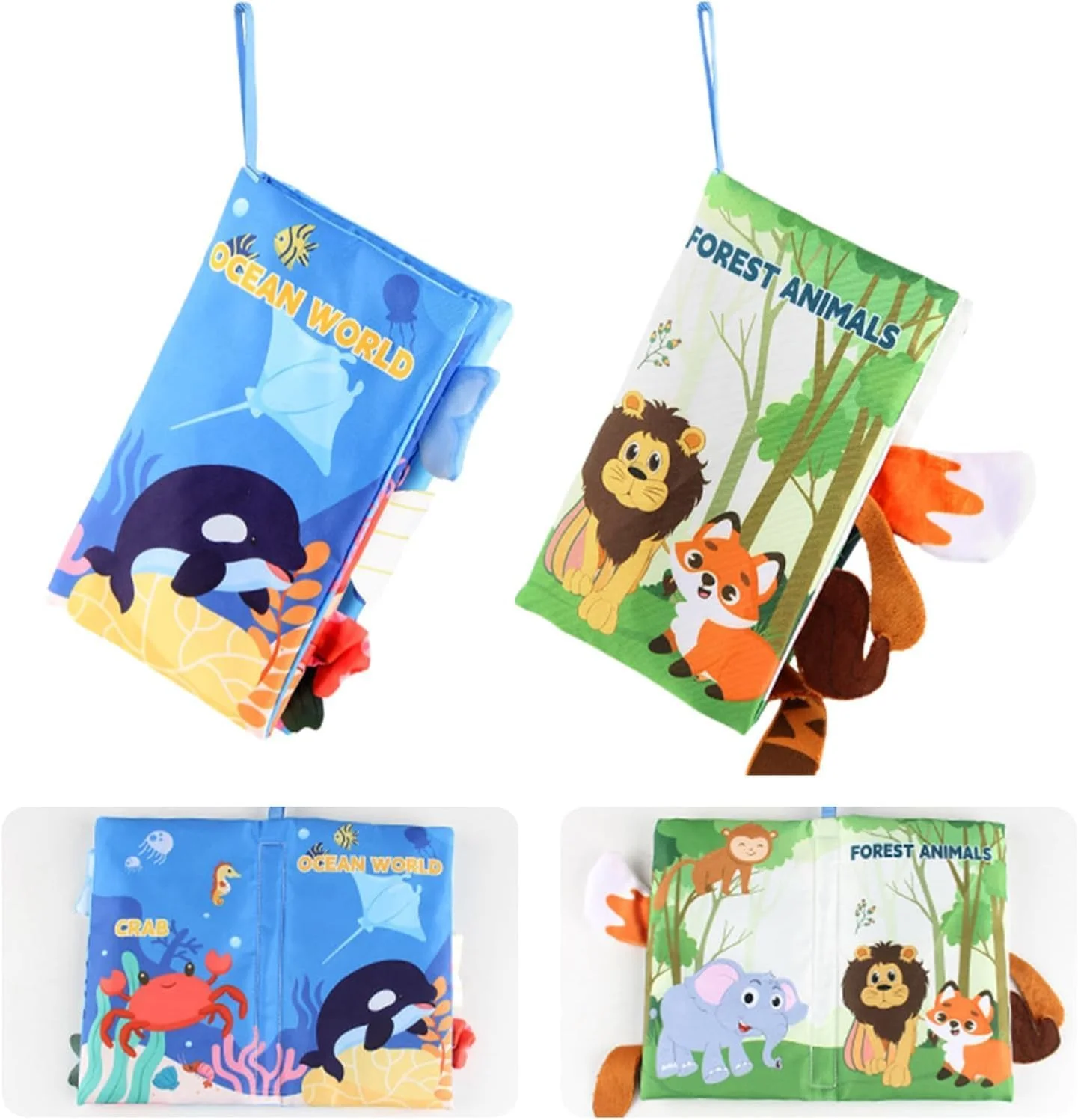 بسته دو عددی کتاب پارچه ای نرم نوزاد NALACAL، کتاب های تصویری سه بعدی، اسباب بازی آموزشی برای نوزادان، غیر سمی و ایمن برای 0-6 ماه، هدیه ایده آل برای پسران و دختران